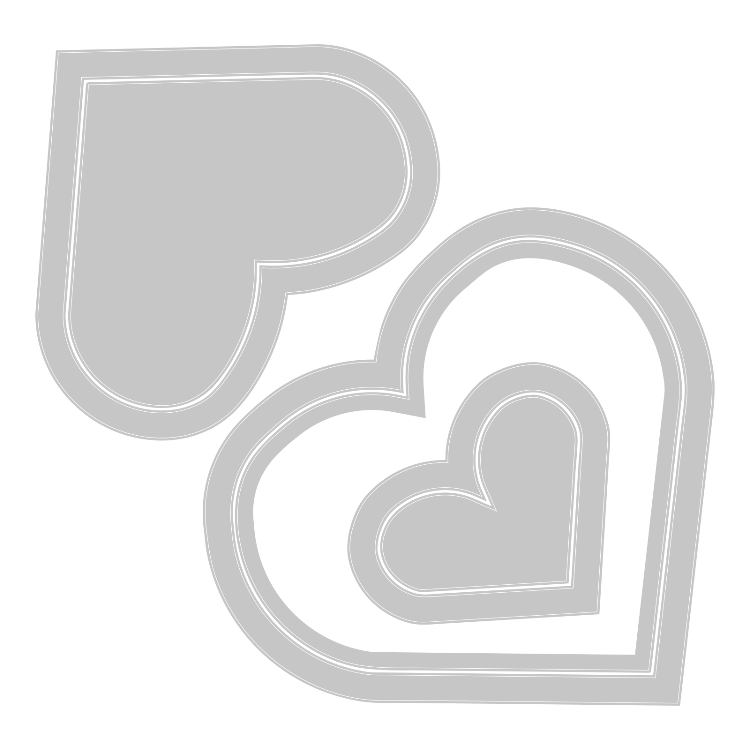 Framelits Die Set Heart Frames 6PK: Zwei graue Herzrahmen von Sizzix, ideal für kreative Bastelprojekte.