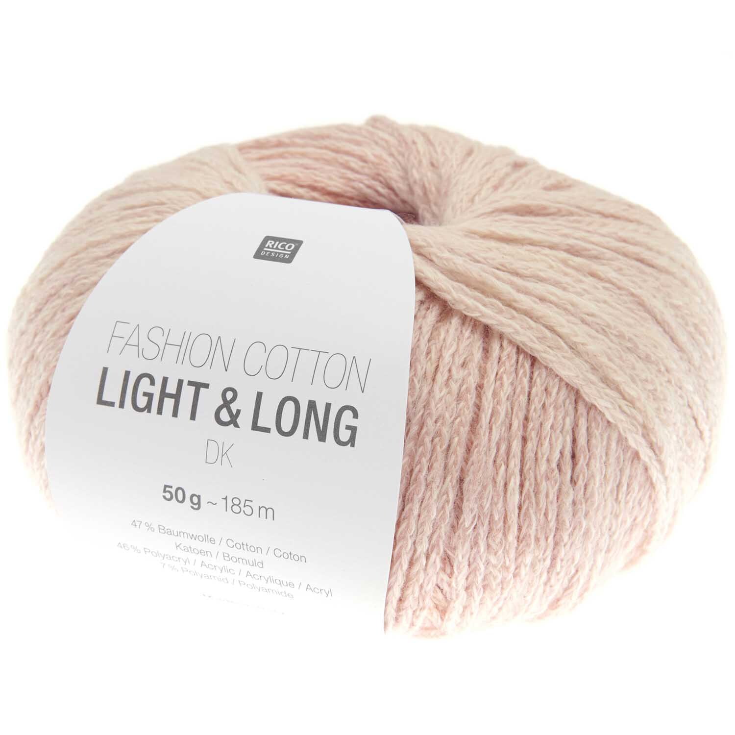 Fashion Cotton Light & Long dk Häkelset Weste Modell 06 in zartem Rosa von Rico Design, 50g Knäuel.