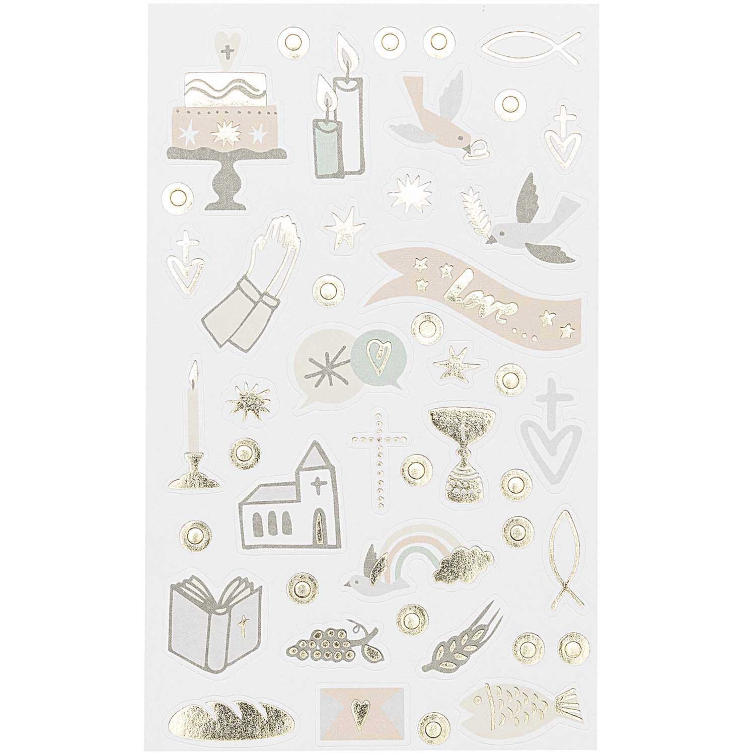 Paper Poetry Sticker Kommunion und Konfirmation 4 Blatt von Rico Design