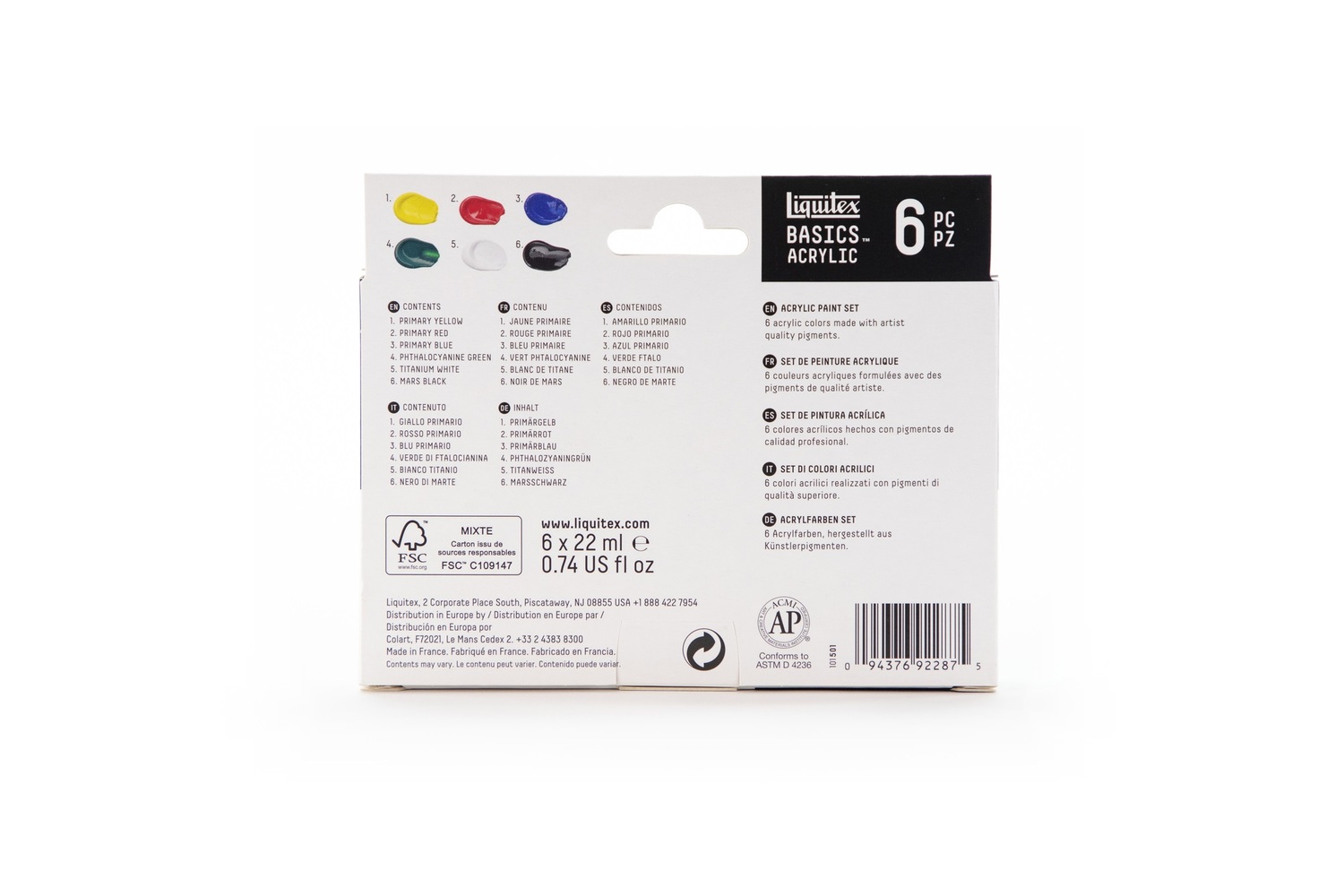 Basics Acrylfarben Set 6x22ml von COLART EUROPE 