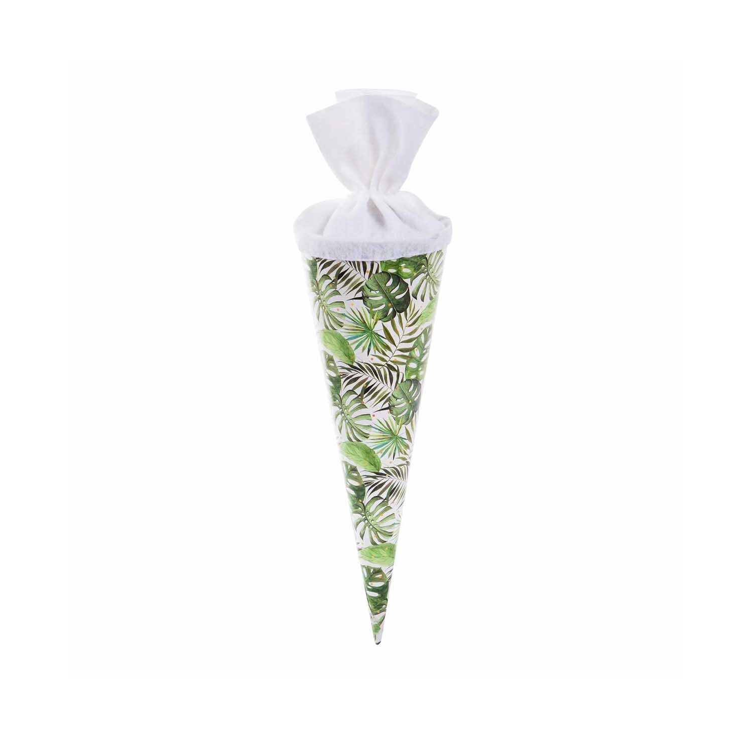 Schultüte Monstera mit tropischem Blattmuster, 35cm, von goldbuch, ideal für den Schulanfang.