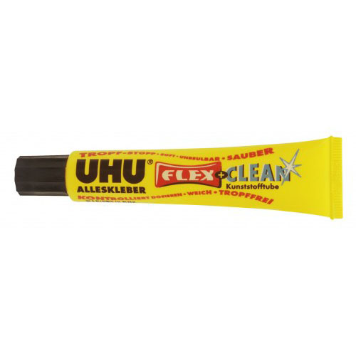 Alleskleber 20g von UHU in gelber Tube mit schwarzem Verschluss, ideal für präzises Kleben.