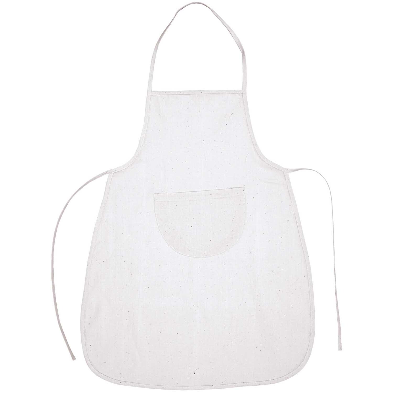Schürze weiß von Rico Design, 66x72cm, mit Tasche und Bändern, ideal für Küche und Handwerk.