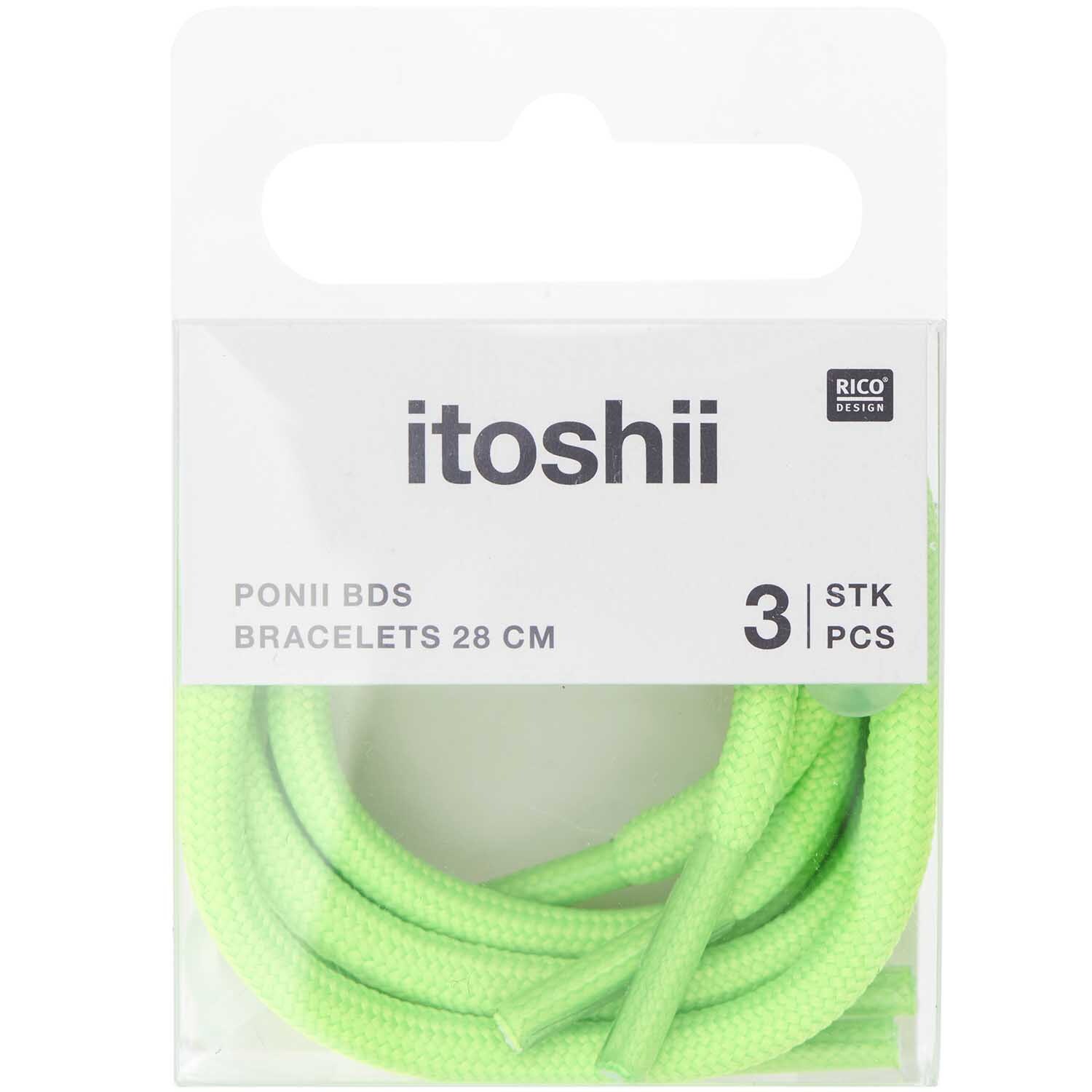 itoshii - Ponii Beads Armbänder 3 Stück Farbe Neon Grün von Rico Design