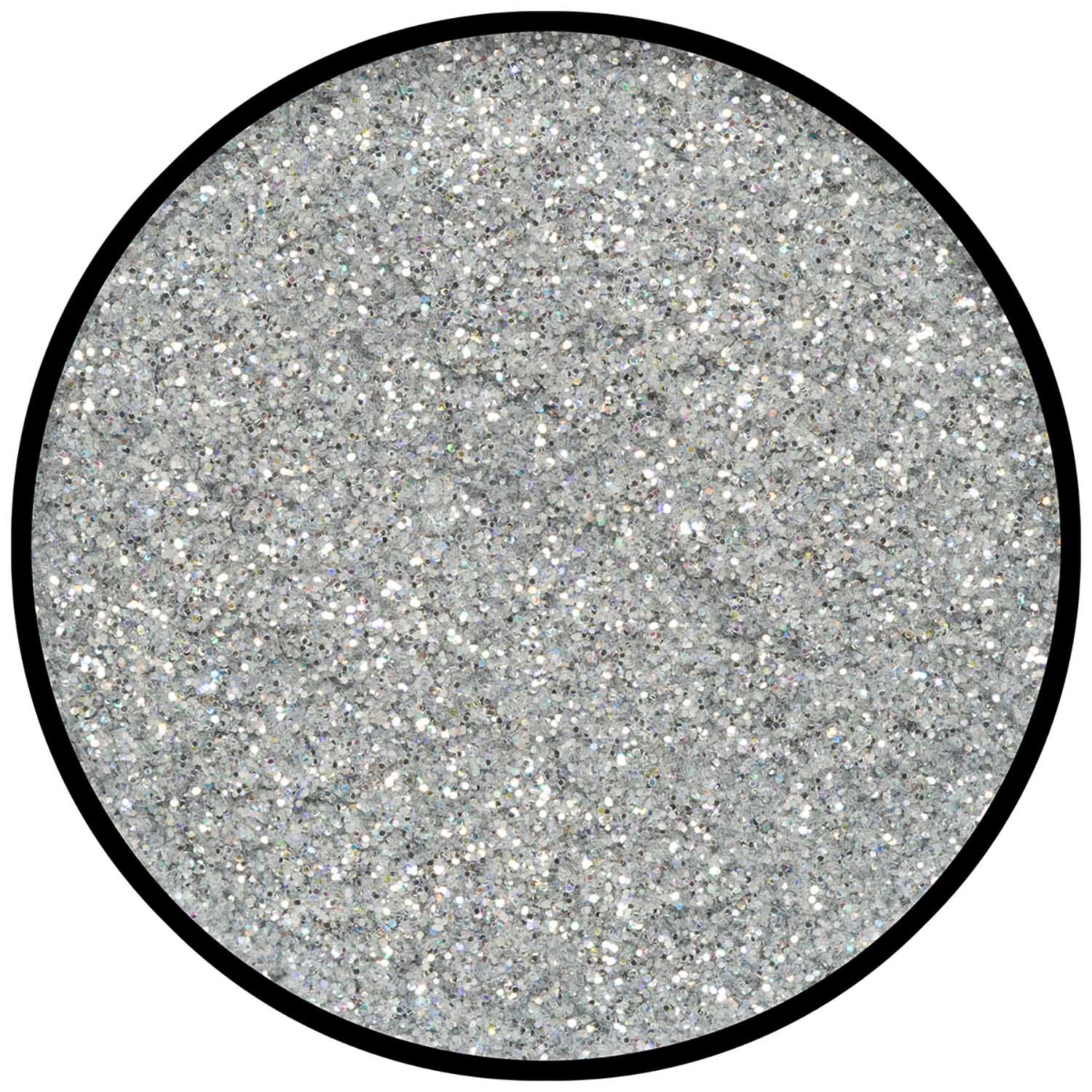 Juwel Glitzer silber fein 6g von Eulenspiegel zeigt feinen, holographischen Glitzer in Silber. Ideal für kreative Projekte und Dekorationen.