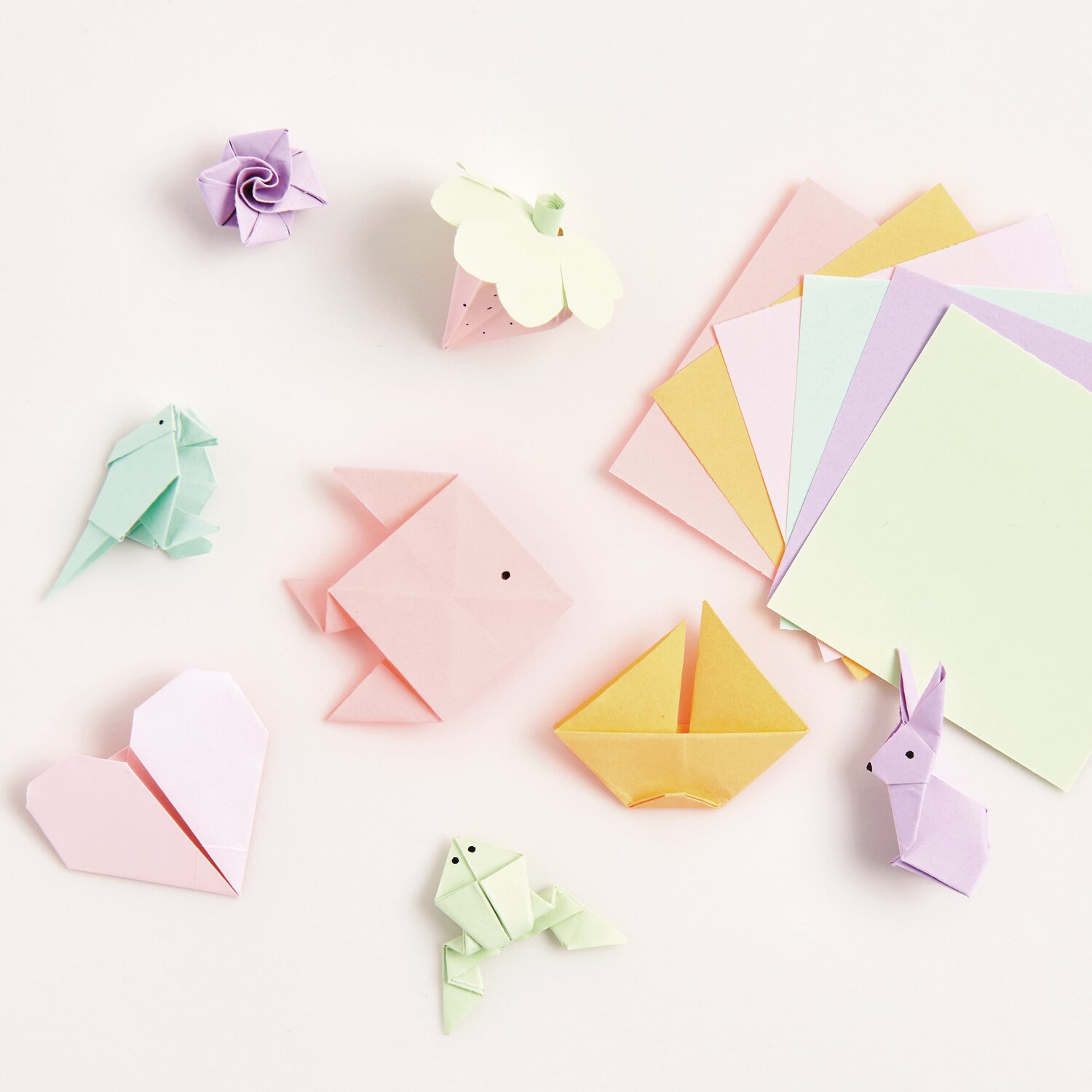 Mini-Notizzettel Pastel: Origami-Tiere und bunte Zettel in Pastelltönen von Rico Design, 5x5cm, 120 Blatt.