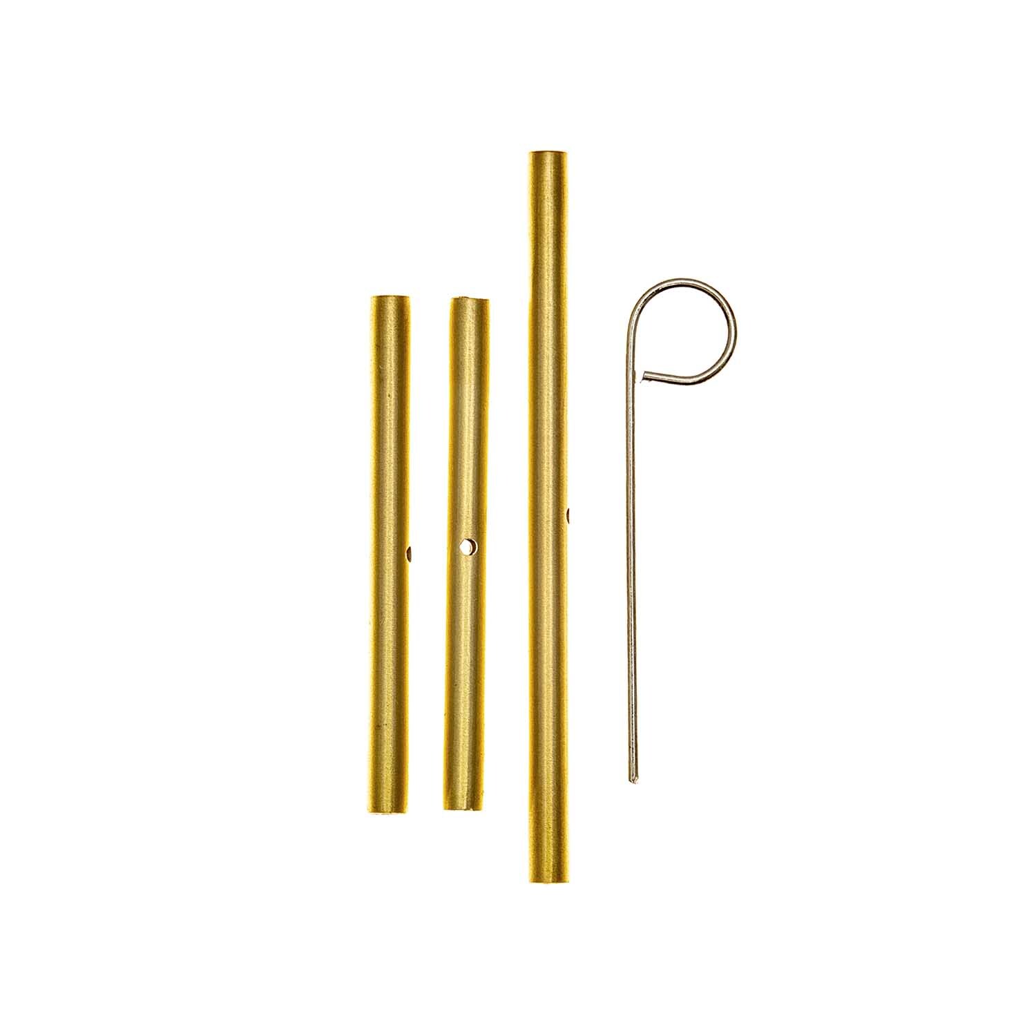 KnitPro Kabelverlängerung in Gold, bestehend aus drei Stäben und einem Haken, ideal für Strickprojekte.