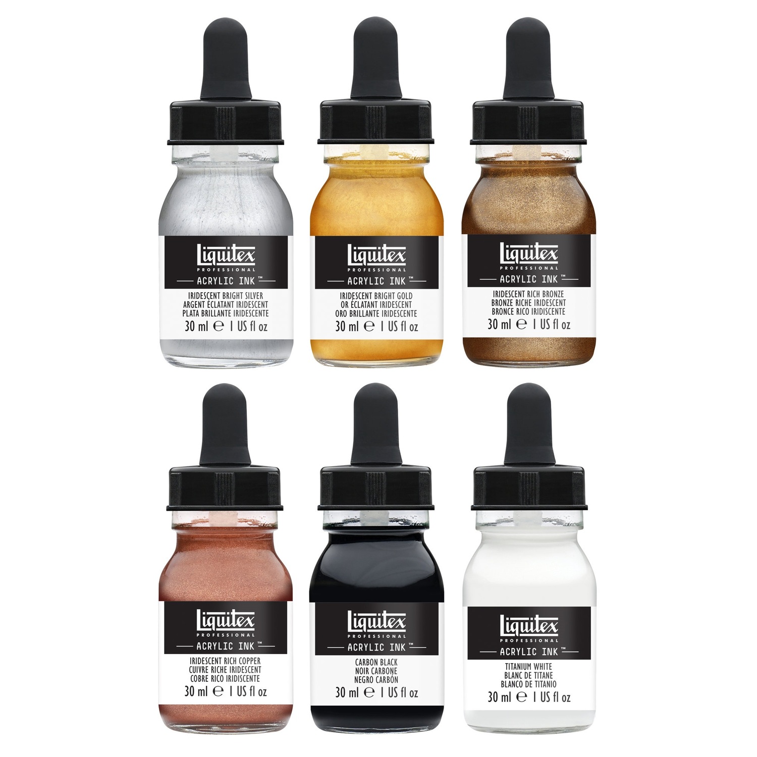 Ink flüssige Acrylfarbe Set Metallic 6x30ml von COLART EUROPE 
