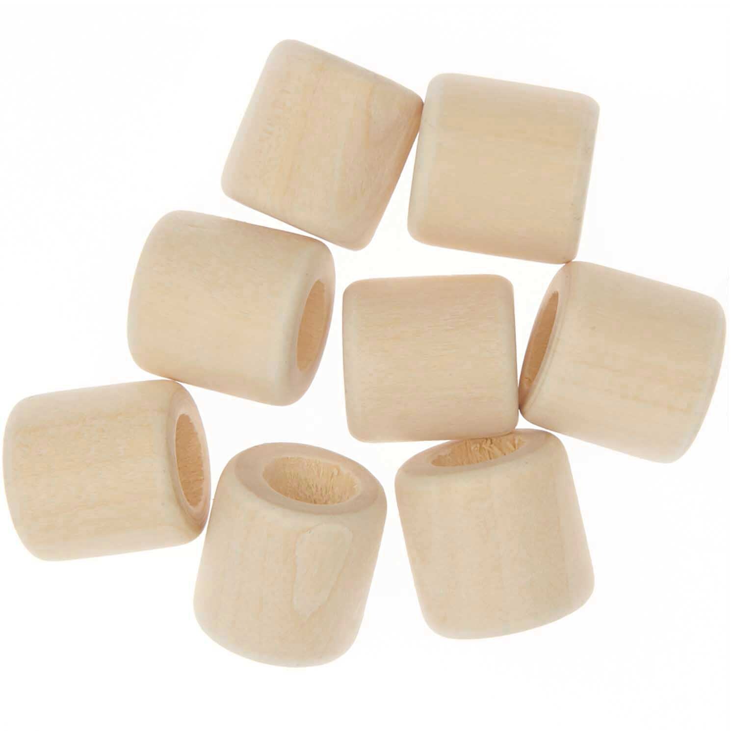 Makramee Perlen Holz natur 17x17mm 8 Stück von Rico Design. Acht natürliche Holzperlen für kreative Makramee-Projekte.