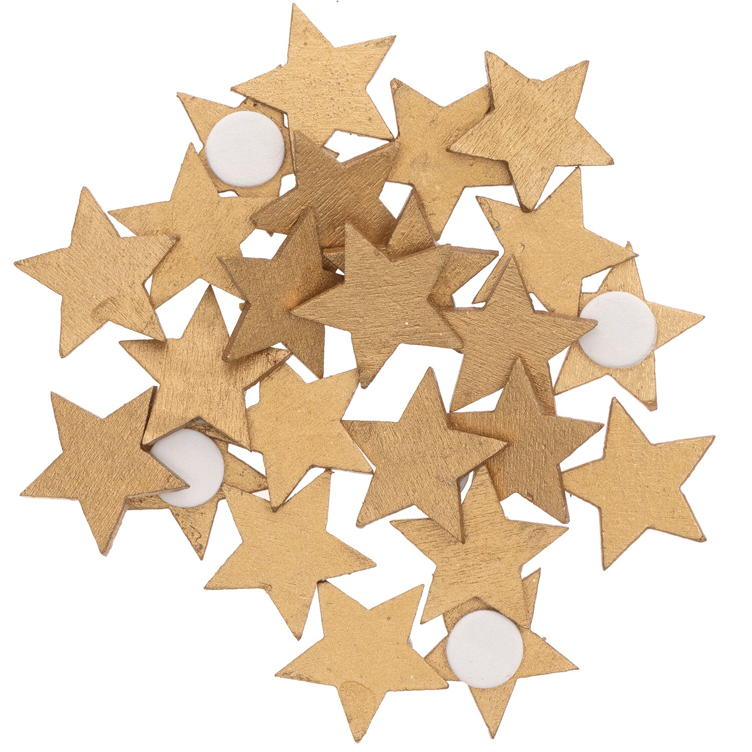 Holzsticker Sterne gold 20x19mm 24 Stück: Goldene Sterne von Rico Design, ideal für kreative Dekorationen.
