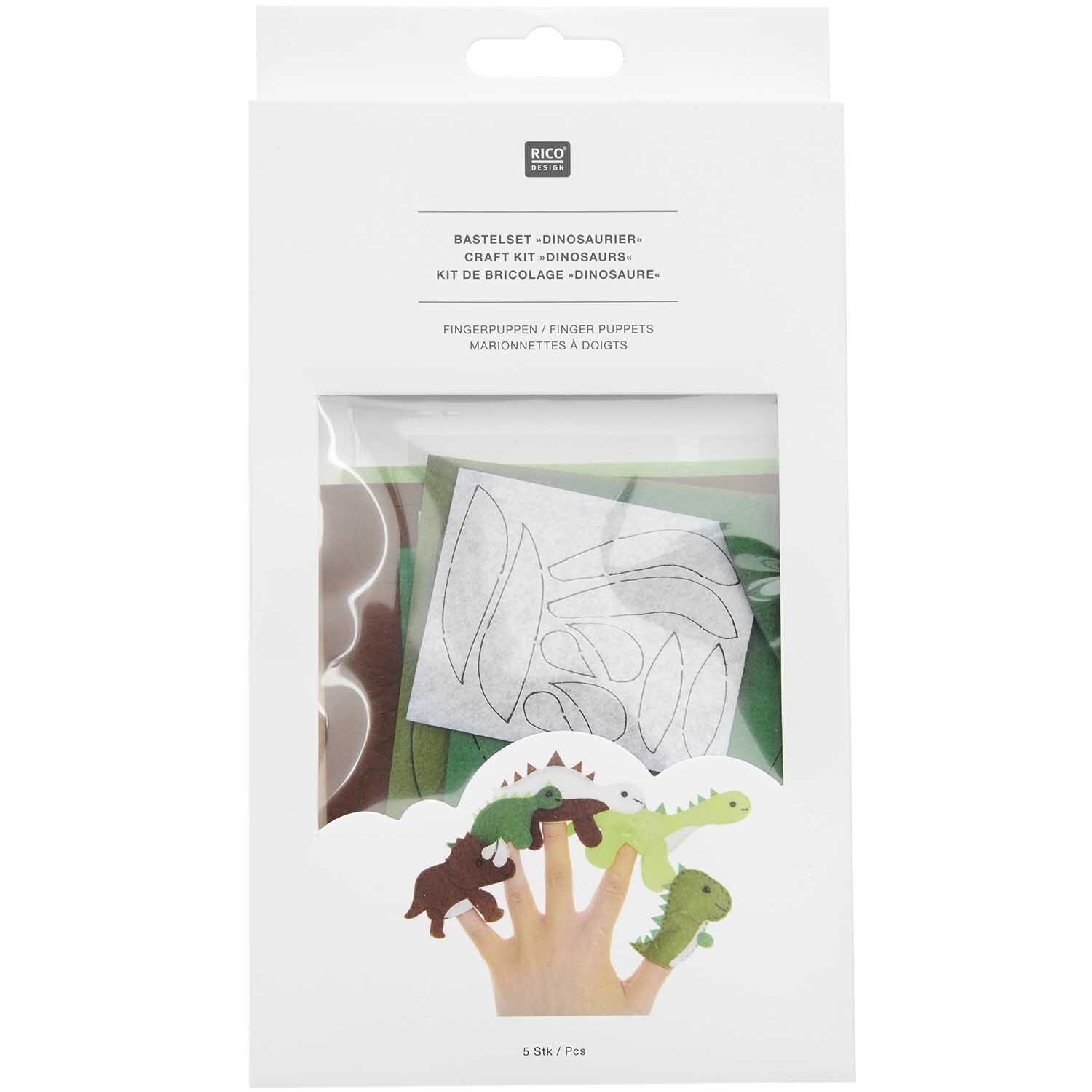 Bastelset Filz Fingerpuppen Dinosaurier 5 Stück von Rico Design
