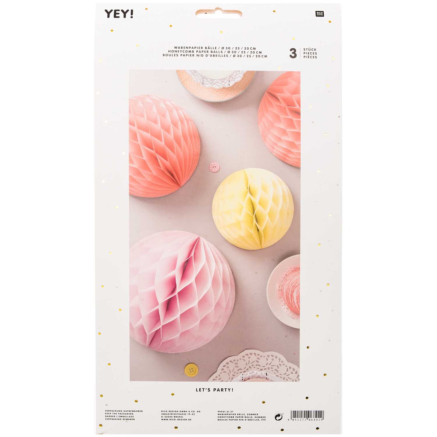 Wabenpapier Bälle Sommer 3 Stück von Rico Design