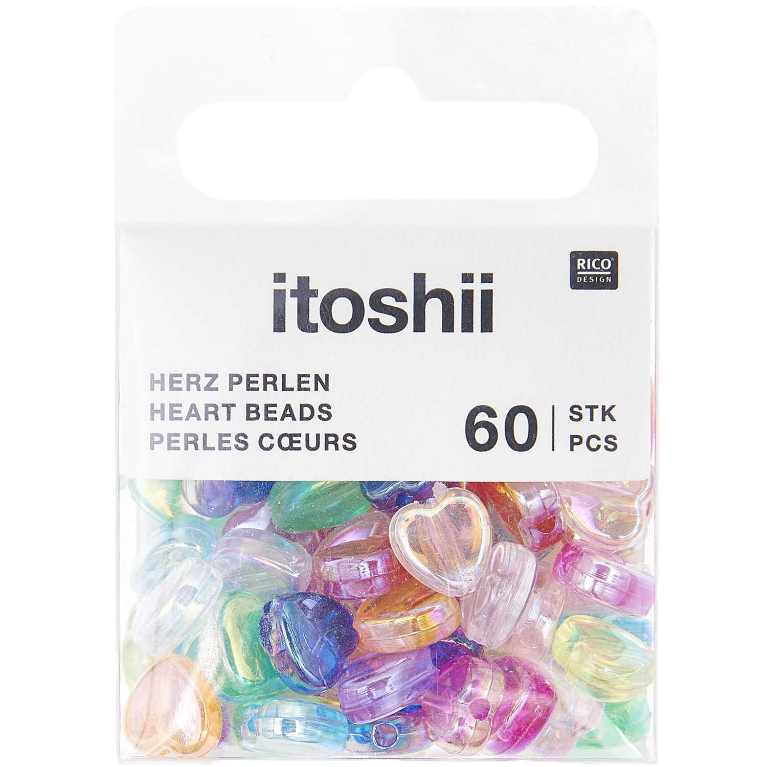 itoshii Herzperlen Regenbogen 9x8x4mm 60 Stück von Rico Design