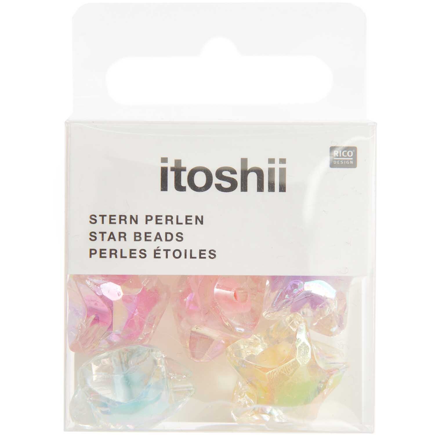 itoshii Stern Perlen holographisch 20x19x12mm 6 Stück von Rico Design