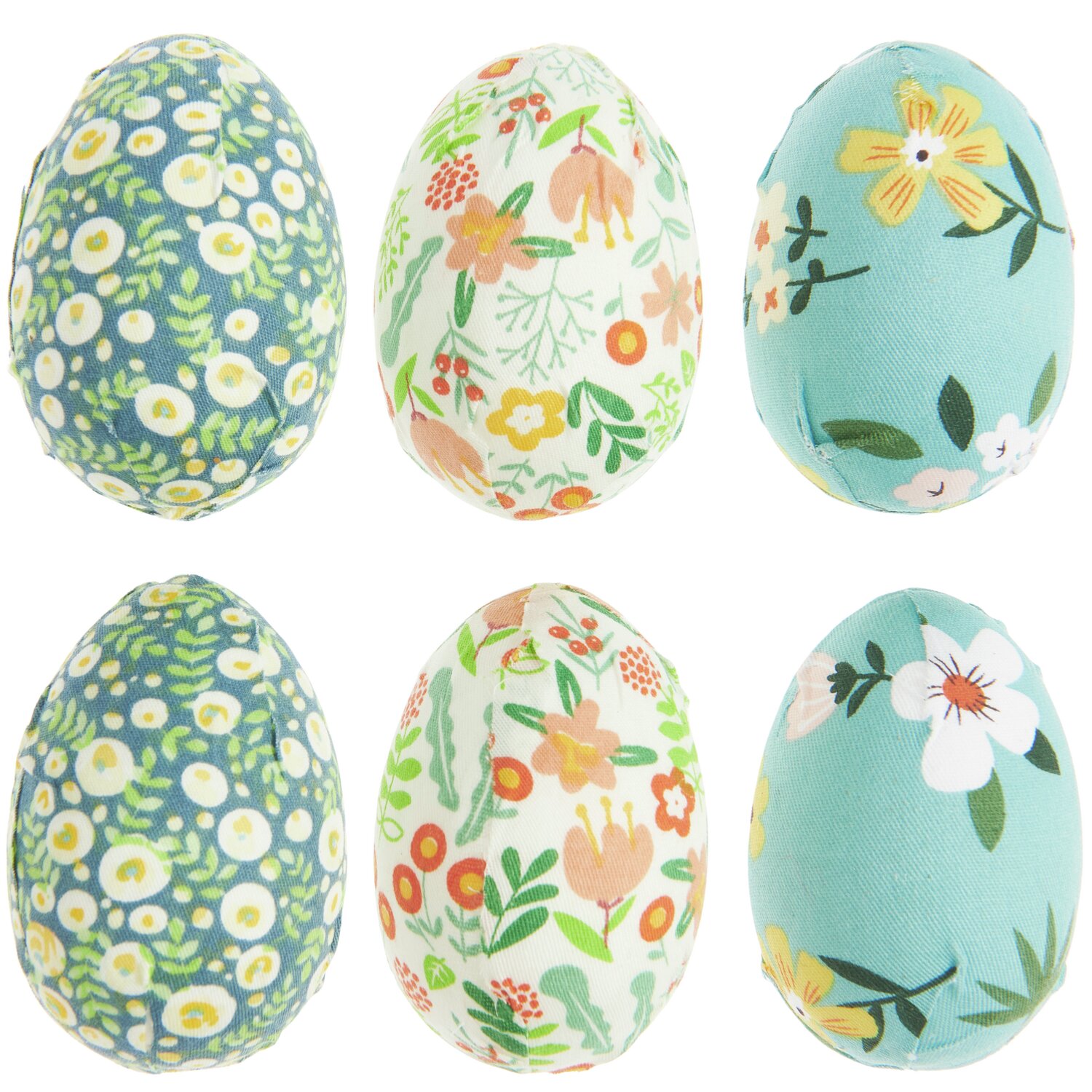 Eier Blumendesign 7cm: Sechs dekorative Eier mit floralen Mustern in verschiedenen Farben von Rico Design.