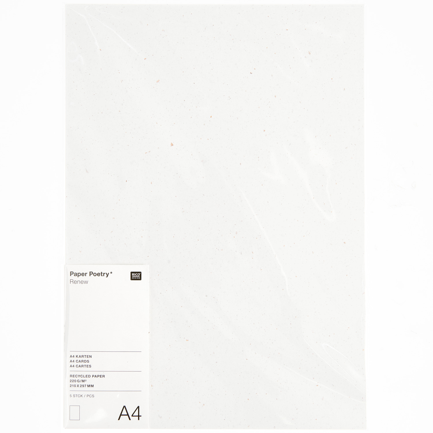 Paper Poetry Renew Karten A4 5 Stück Farbe Offwhite-roségold von Rico Design