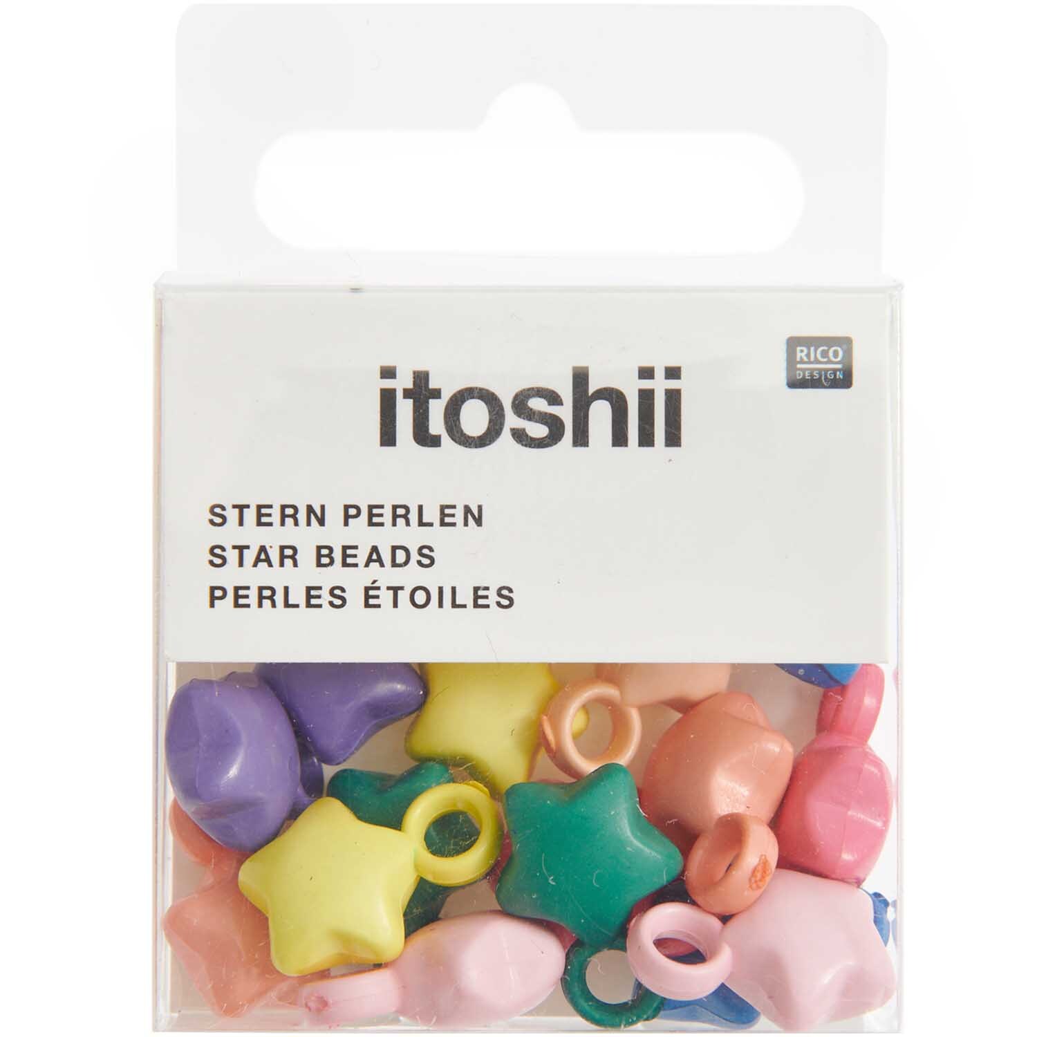 itoshii Stern Perlen mit Öse multicolor 18x21x10mm 16 Stück von Rico Design