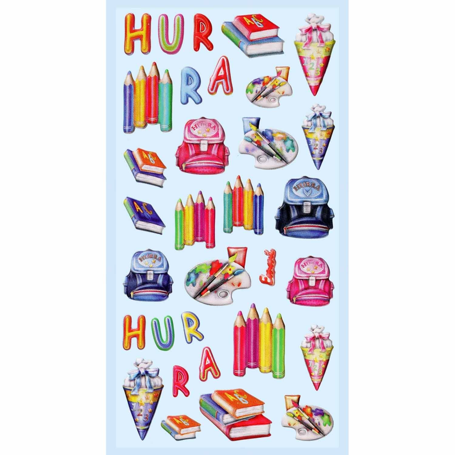 SoftySticker Schule III: Bunte Schulmotive mit Rucksäcken, Stiften und Schultüten von HobbyFun.