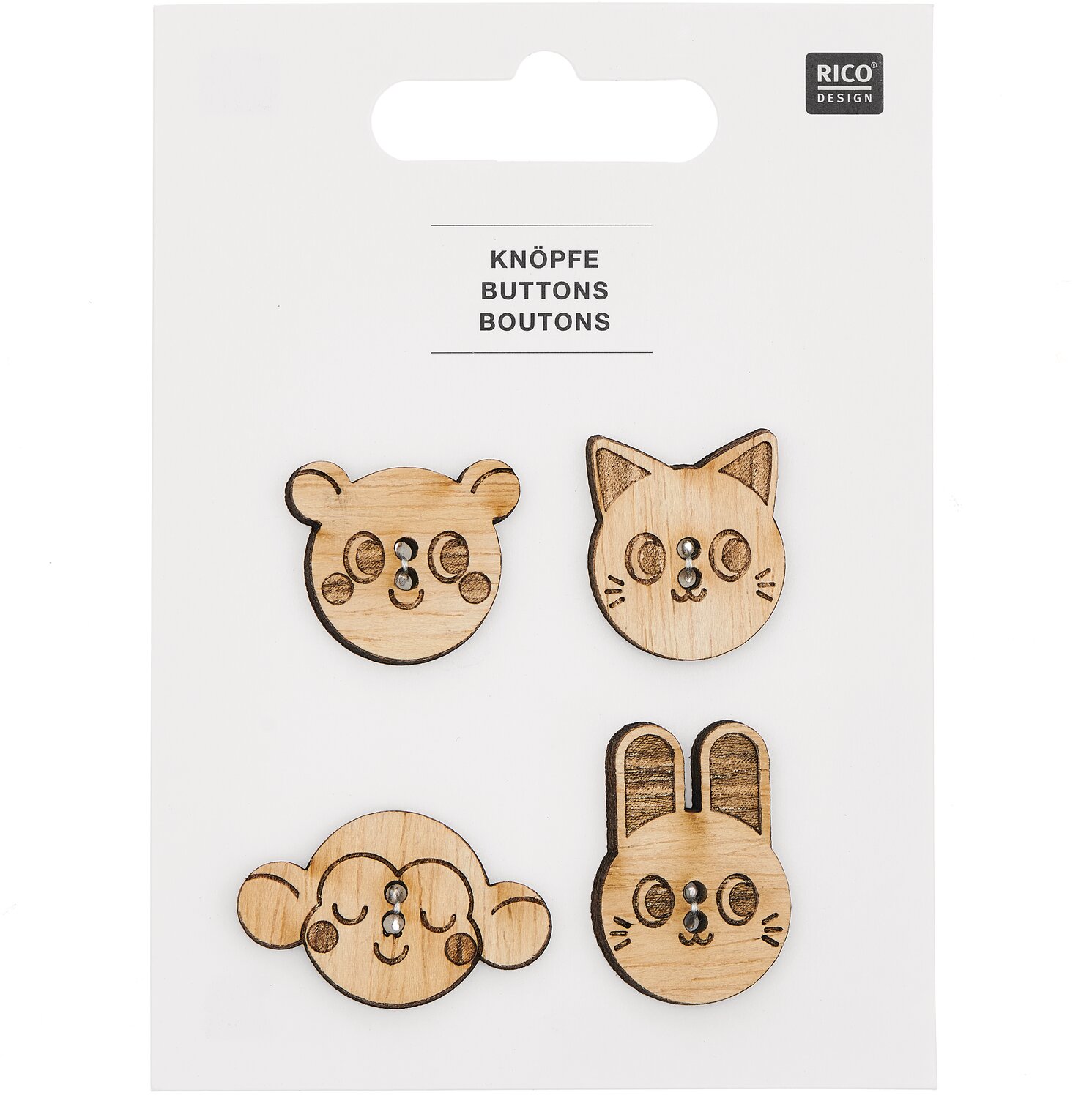 Holzknöpfe Tiere I 4 Stück von Rico Design