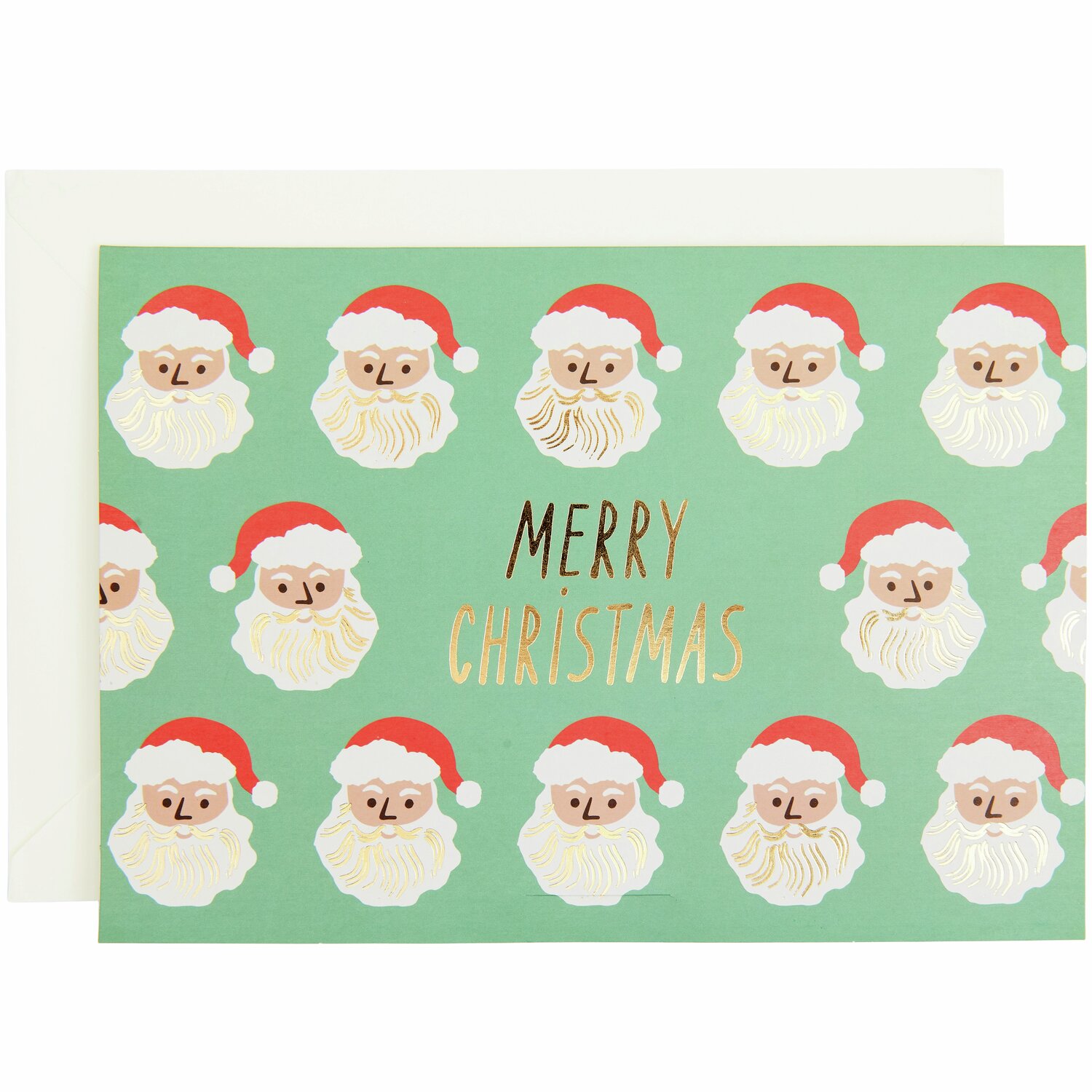 Pop-Up Karte Weihnachtsmann für Geldgeschenke, A5, mit fröhlichen Santa-Motiven auf grünem Hintergrund. Ideal für festliche Grüße.