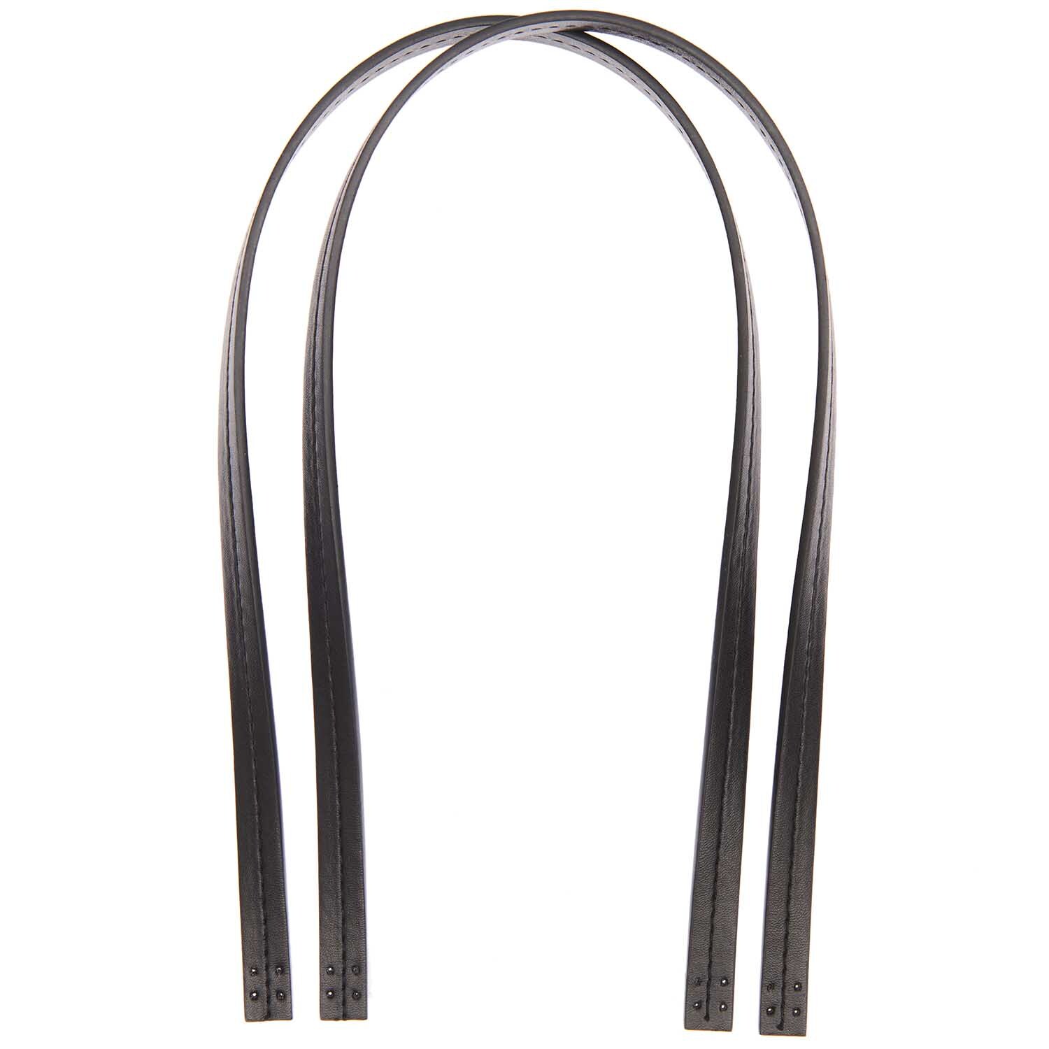 Kunstleder Taschengriffe lang in Schwarz von Rico Design, 13x600mm, 2 Stück, ideal für DIY-Projekte.