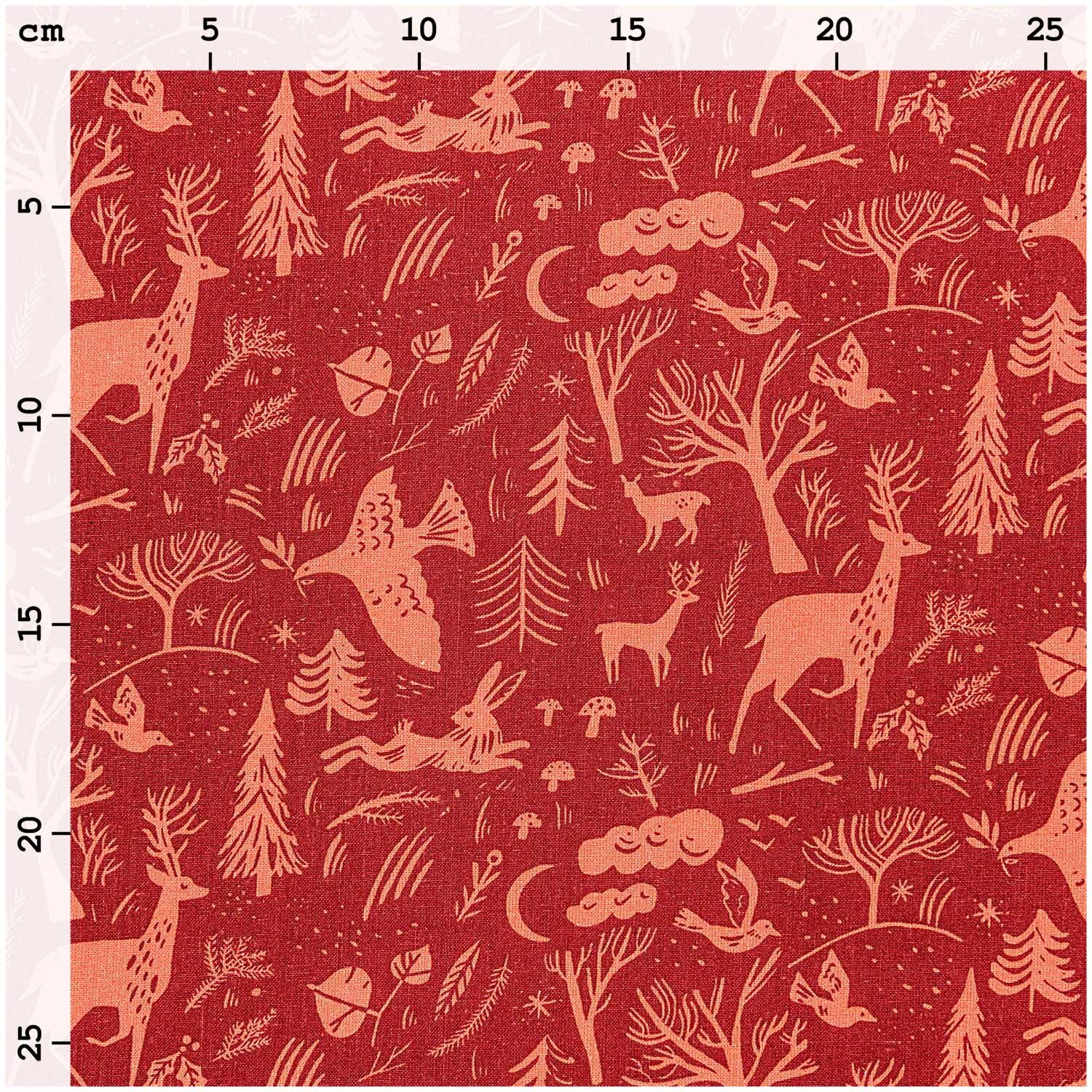 Druckstoff Nostalgic Christmas Winterwald rot 140cm von Rico Design