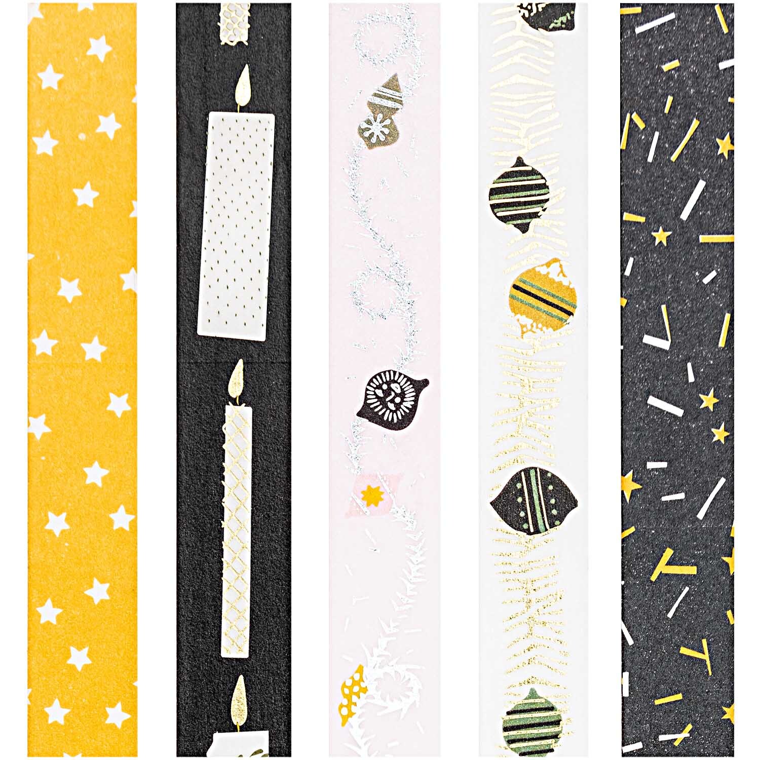 Paper Poetry Tape-Set Nostalgic Christmas mit fünf dekorativen Klebebändern in festlichen Designs und Farben, ideal für kreative Weihnachtsprojekte.