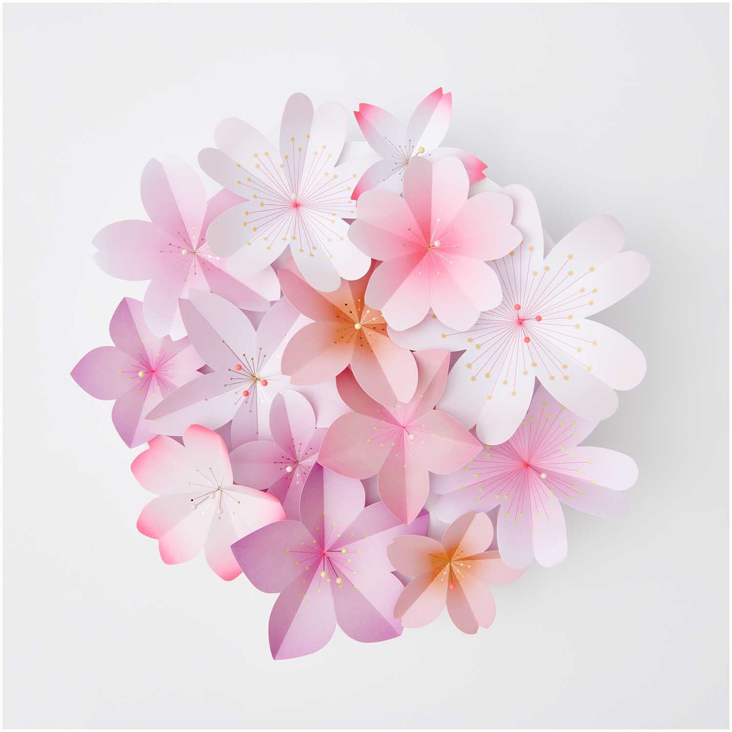 Foamboard rund weiß 10mm mit zarten, rosa-weißen Papierblumen von Rico Design dekoriert.