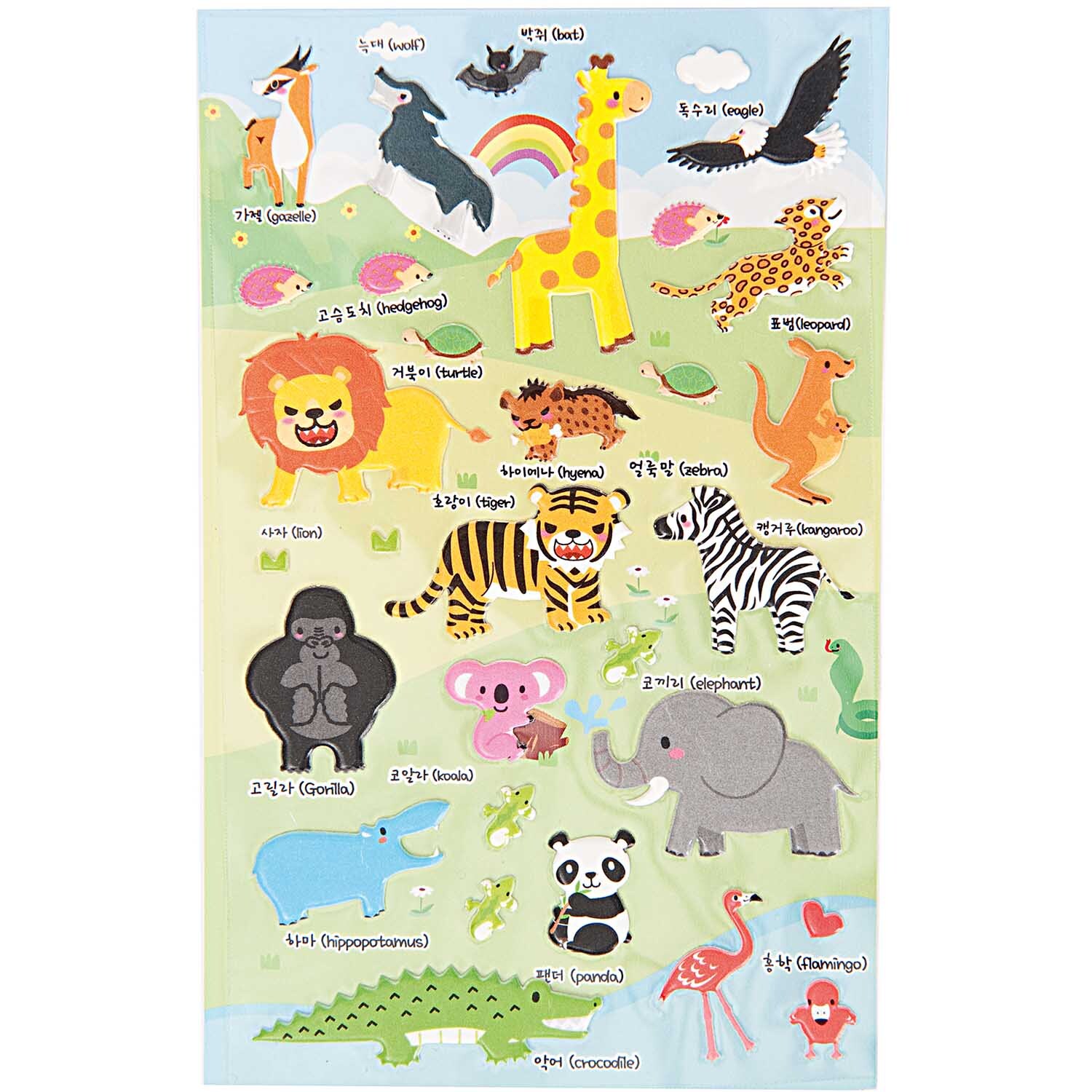 Paper Poetry 3D Sticker Zoo mit bunten Tiermotiven wie Giraffe, Löwe und Elefant von Rico Design. Ideal für kreative Bastelprojekte.