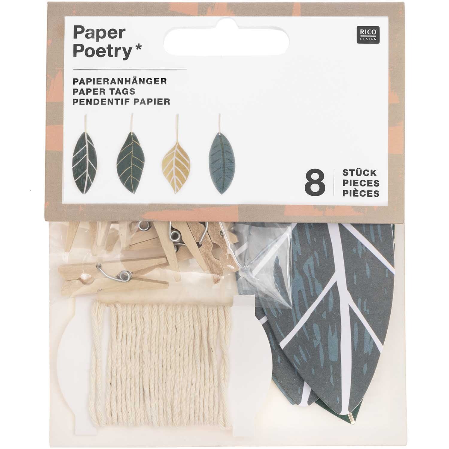 Paper Poetry Papieranhänger Blätter 8 Stück von Rico Design