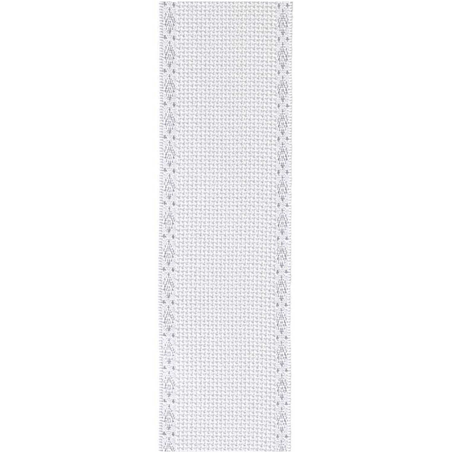 Aidaband mit Rand, 6 Stiche/cm, 5cm breit, von Rico Design. Weißes Band mit feiner Struktur.