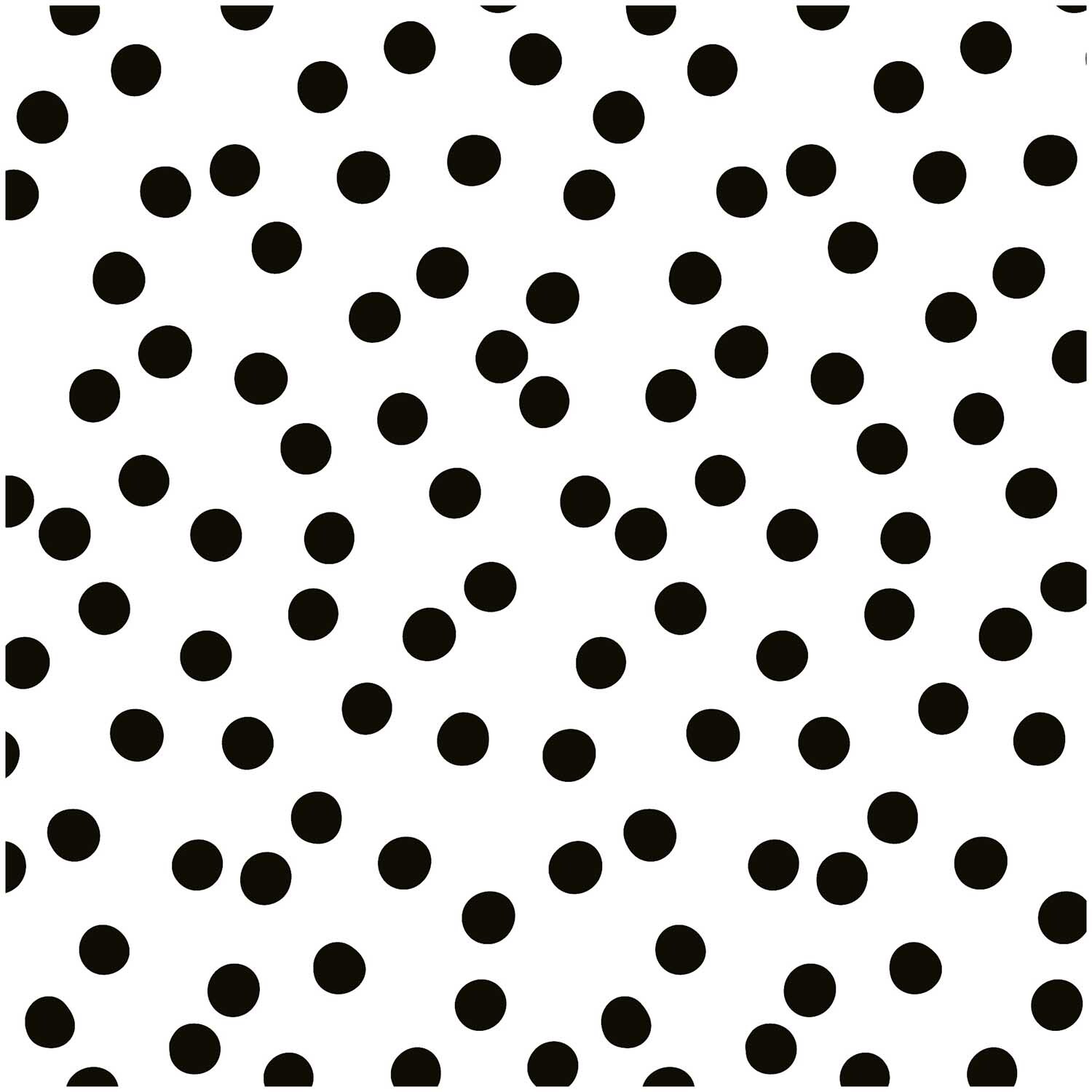 Stoff Punkte groß weiß-schwarz 140cm beschichtet von Rico Design mit schwarzen Punkten auf weißem Hintergrund. Ideal für kreative Projekte.
