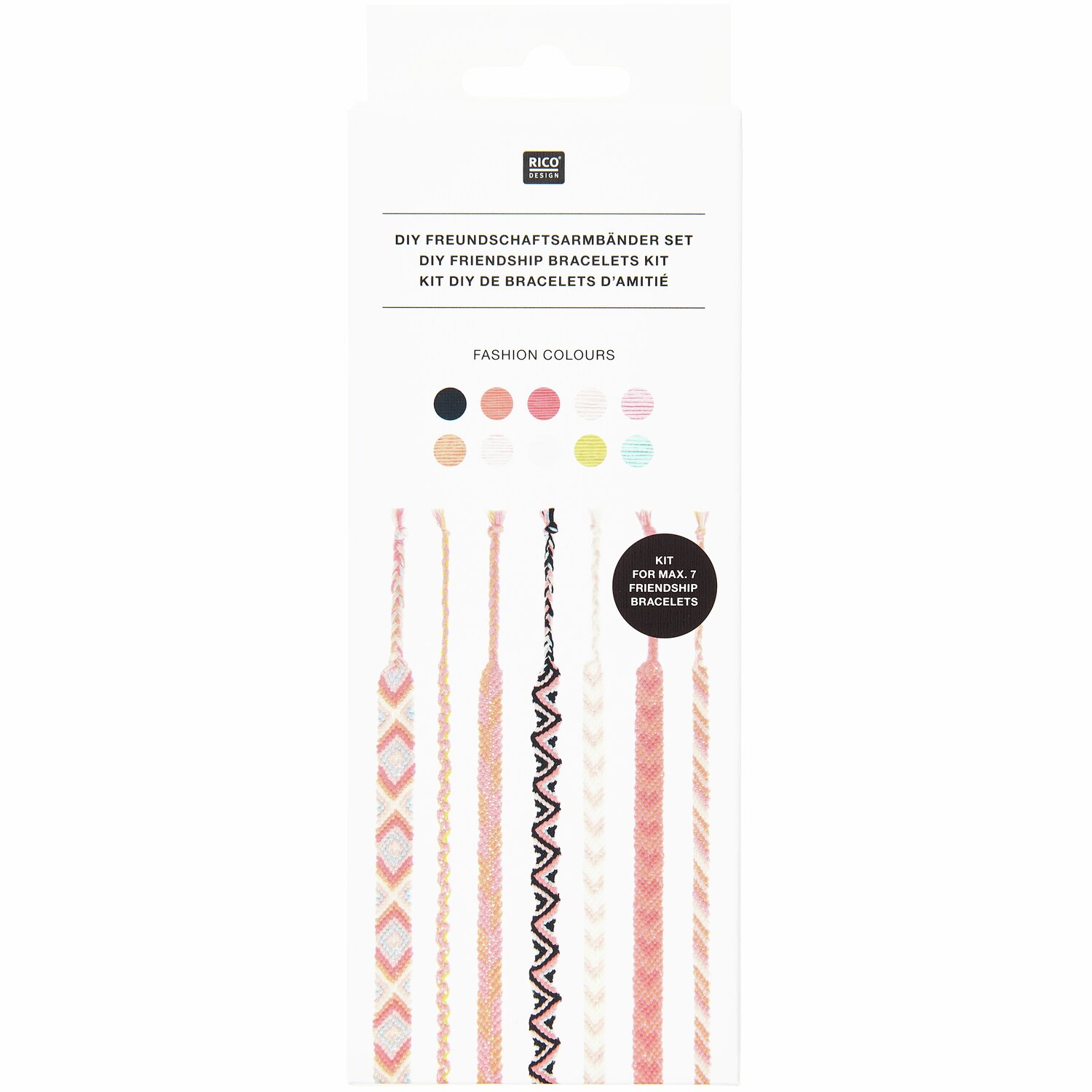 DIY Freundschaftsarmbänder Set Fashion Colours: Kreatives Set mit bunten Fäden für individuelle Armbänder. Ideal für Bastelprojekte.