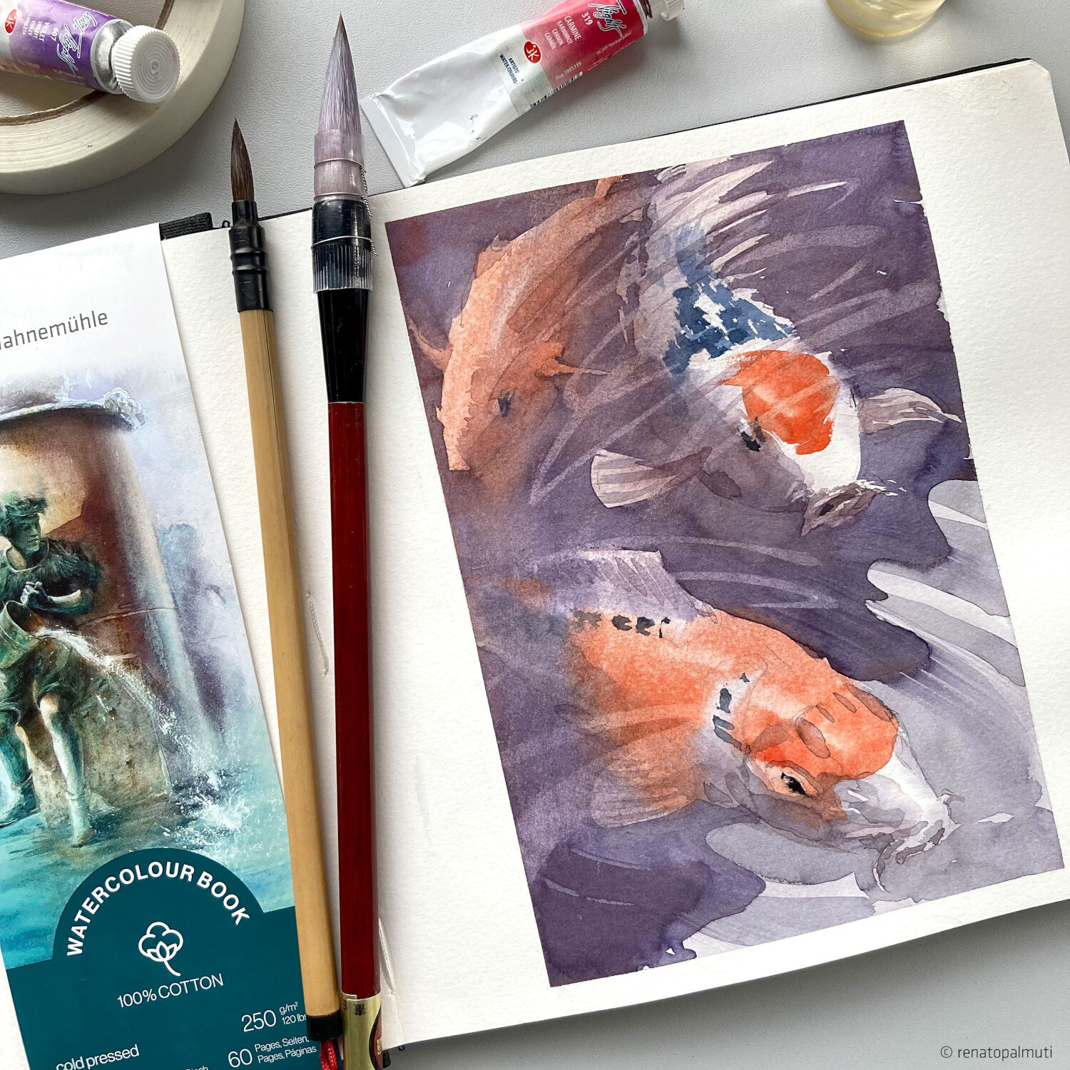 Watercolour Book Cotton 14x14cm 250g/m2 30 Blatt von Hahnemühle FineArt 