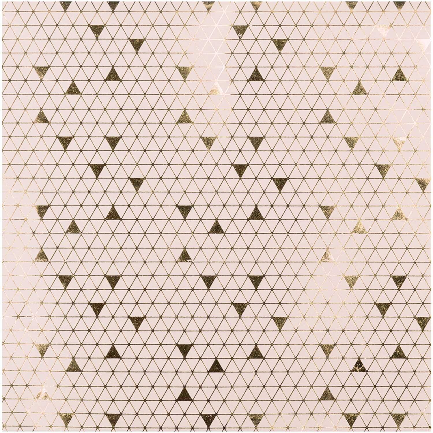 Paper Poetry Geschenkpapier mit geometrischem Muster in Naturtönen und goldenen Dreiecken. Ideal für stilvolle Verpackungen. Marke: Rico Design.