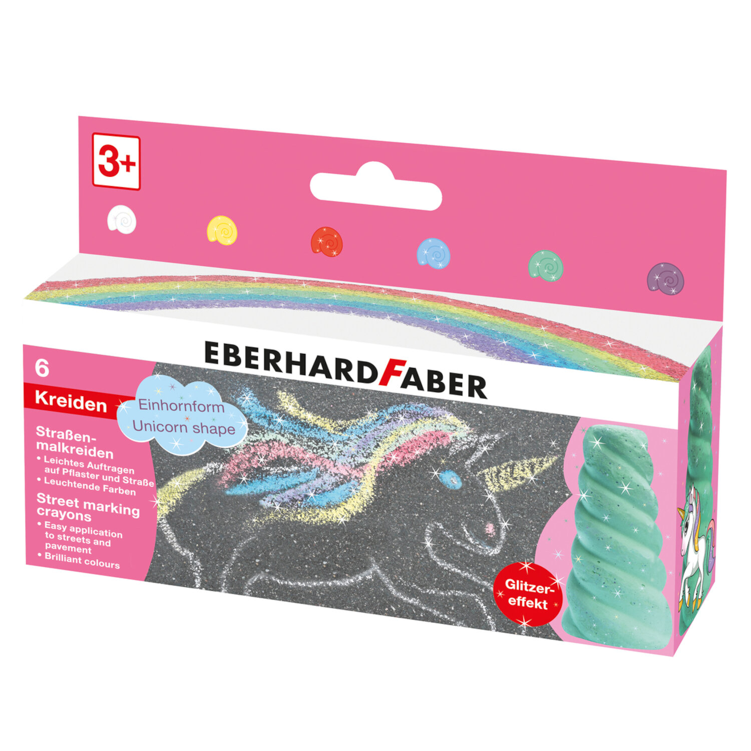 Straßenmalkreide Einhorn Set 6-teilig von Eberhard Faber Vertrieb 