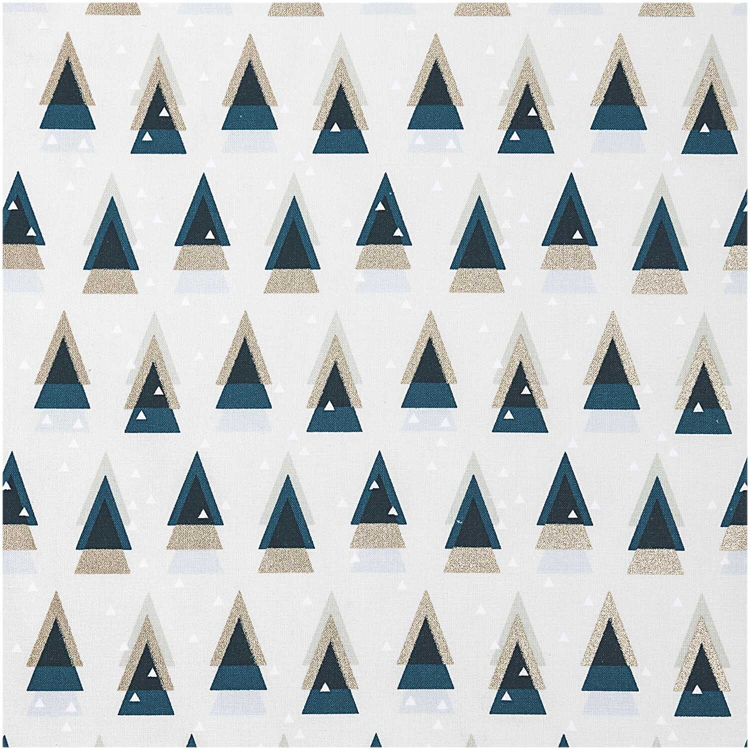 Druckstoff grafische Tanne mint-gold 50x140cm mit geometrischen Tannenbaum-Muster von Rico Design.