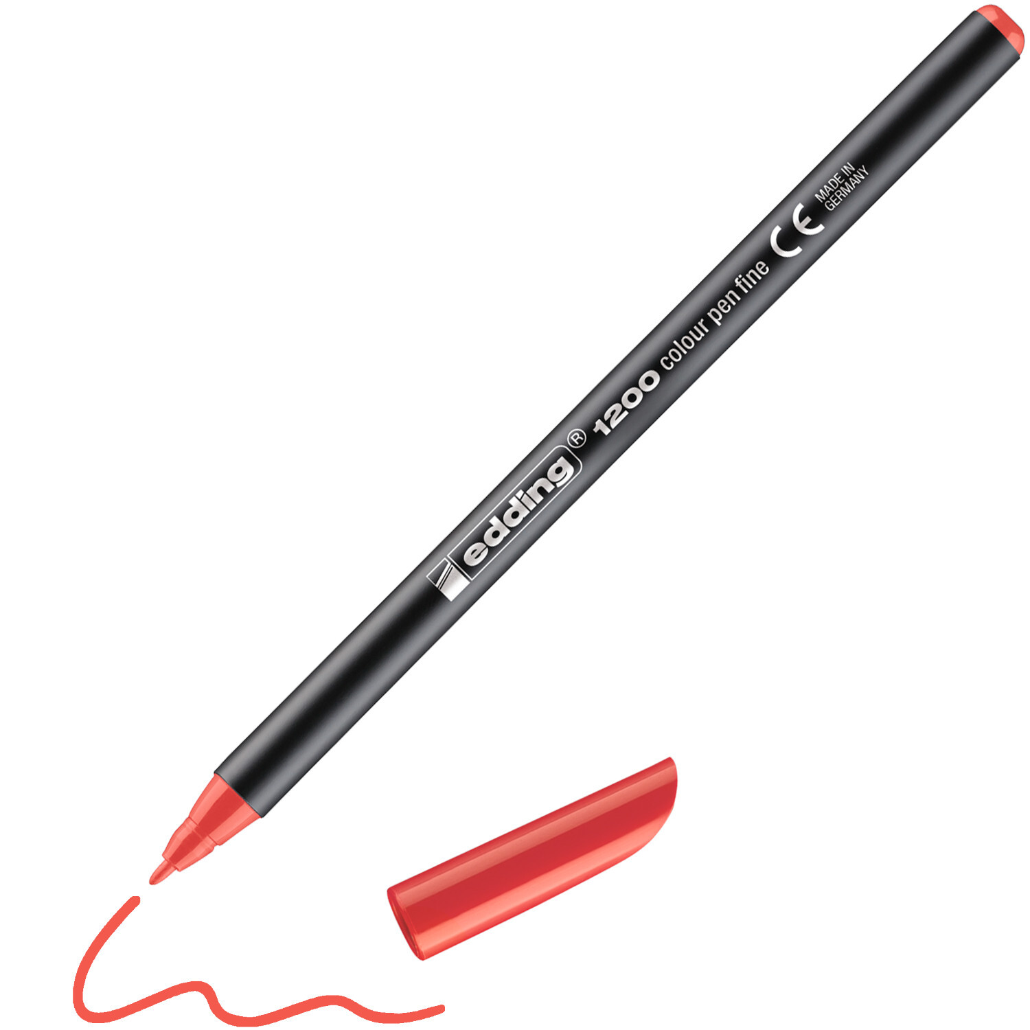 1200 colour pen 0,5-1mm, edding. Roter Stift mit abnehmbarer Kappe, ideal für feine Linien.