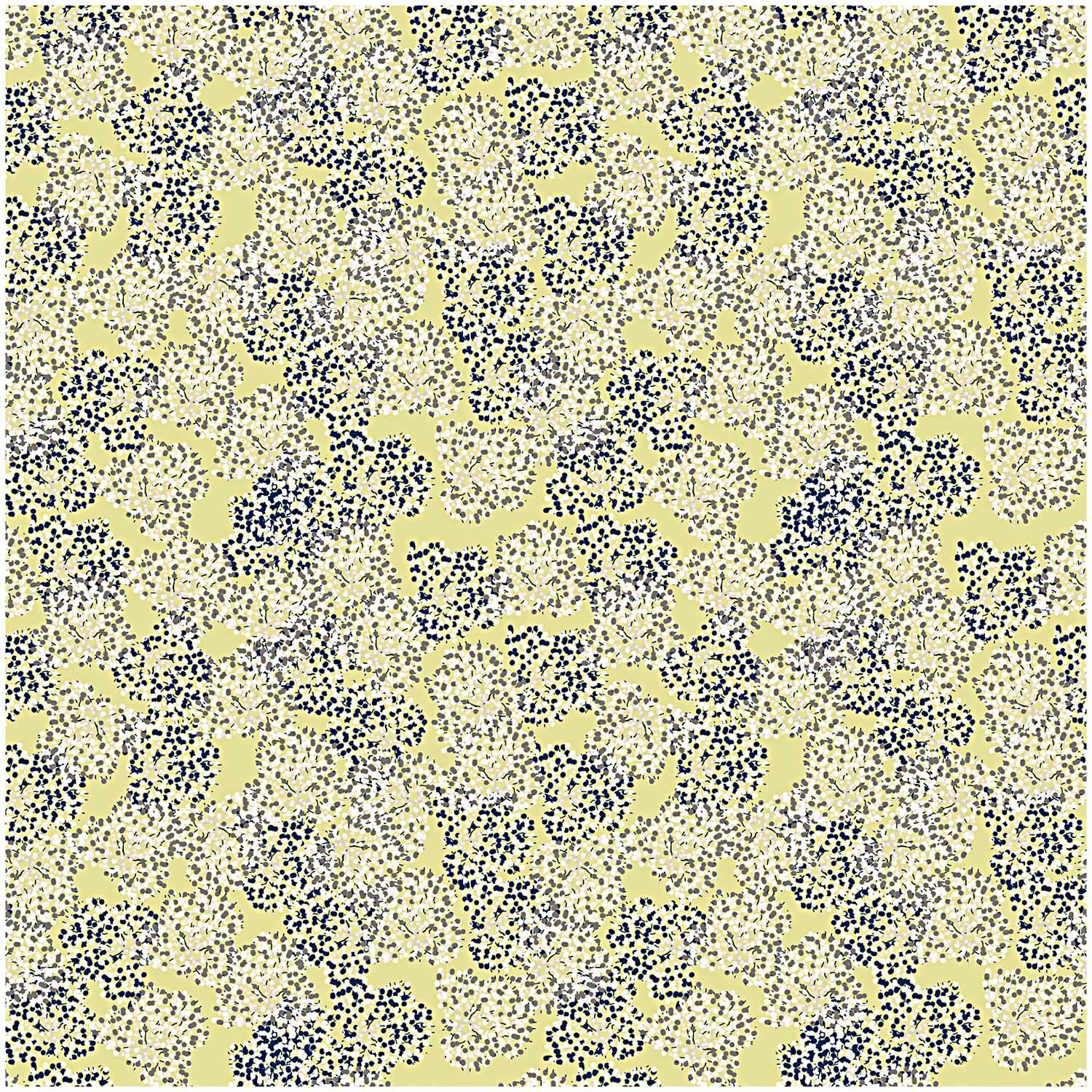 Stoff Allium grün 140cm von Rico Design mit floralem Muster in Blau auf grünem Hintergrund. Ideal für kreative Nähprojekte.