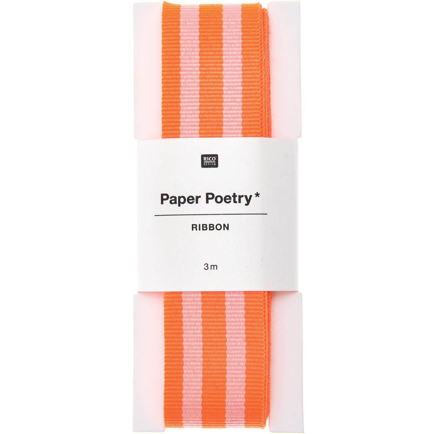 Paper Poetry Webband Duo Streifen Neon  25mmx3m Farbe Rot/Rosa von Rico Design