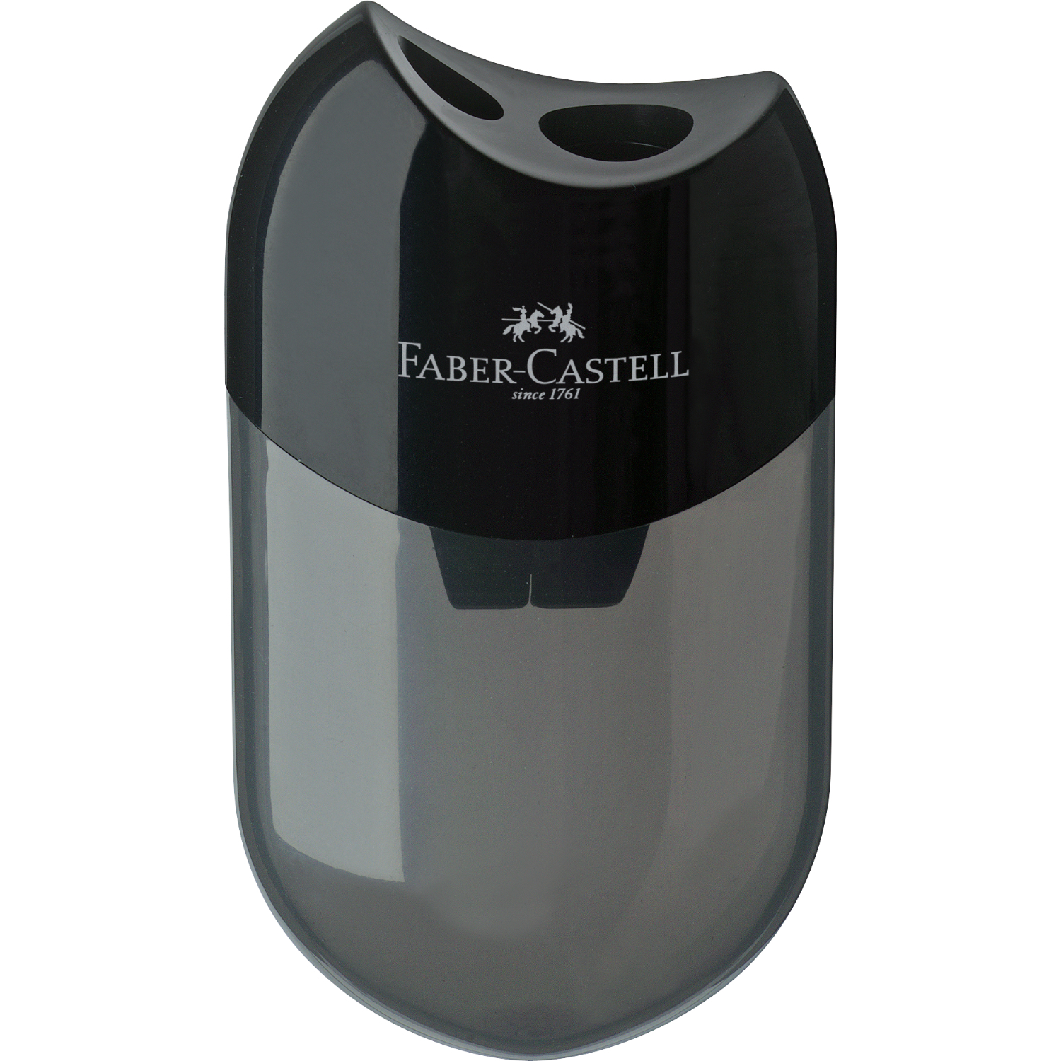 Doppelspitzerdose von Faber Castell in elegantem Schwarz, ideal für präzises Anspitzen.