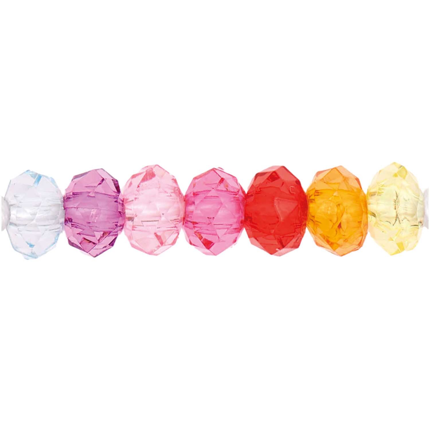 itoshii Polygon Perlen Regenbogen von Rico Design, facettierte Perlen in leuchtenden Farben, ideal für kreative Schmuckprojekte.