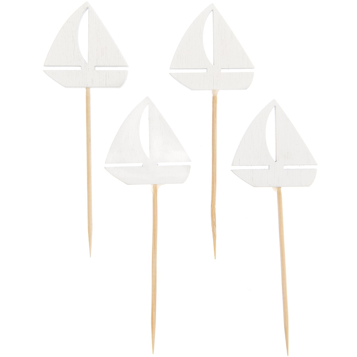 Deko-Picker Segelboot weiß 8cm 4 Stück von Rico Design. Ideal für maritime Dekorationen.