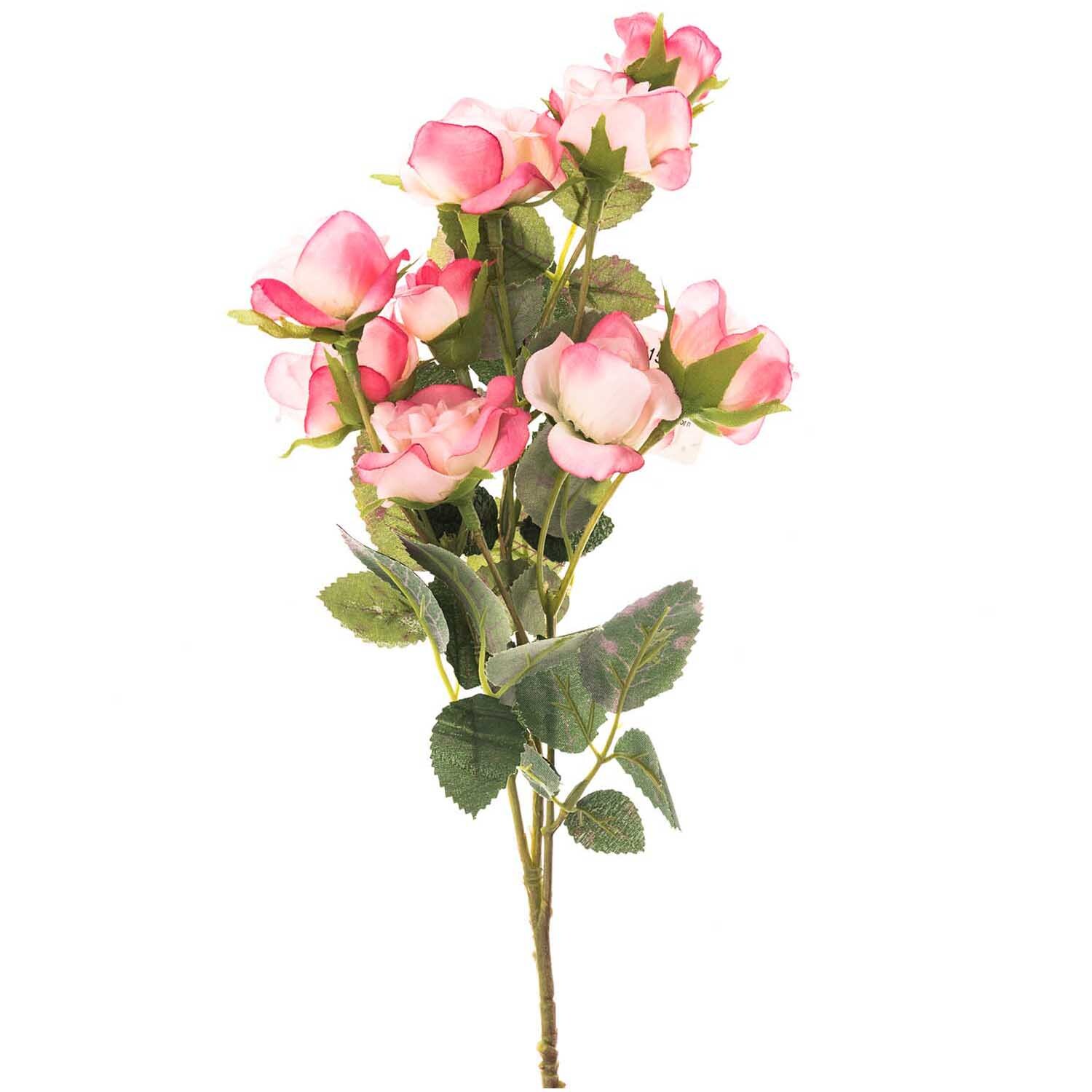 Rosenzweig 33cm mit zarten rosa Blüten und grünen Blättern, ideal für Dekorationen.