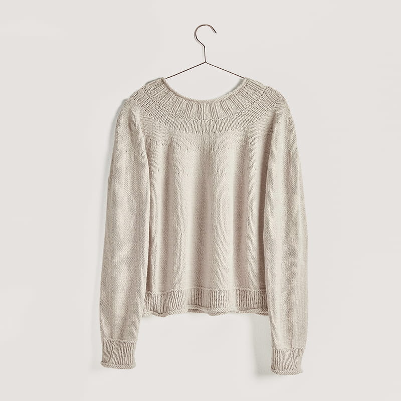 Gestrickter Pullover in Beige: Modell 03a aus dem Heft Vegan Cashmere