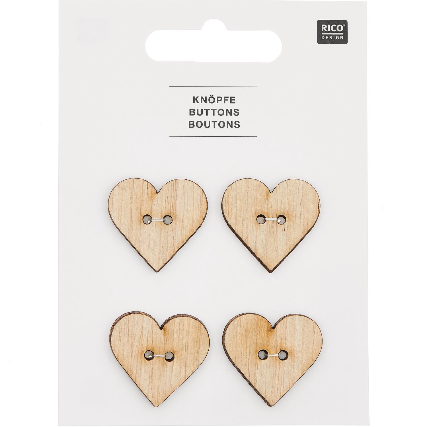 Holzknöpfe Herzen 4 Stück von Rico Design