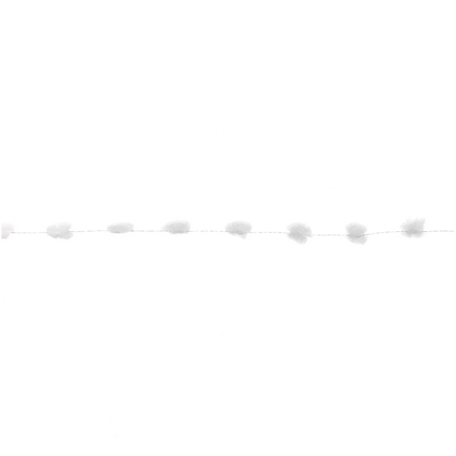 Pompon-Dekoband weiß 5m: Dekoratives Band mit weißen Pompons, ideal für kreative Bastelprojekte.