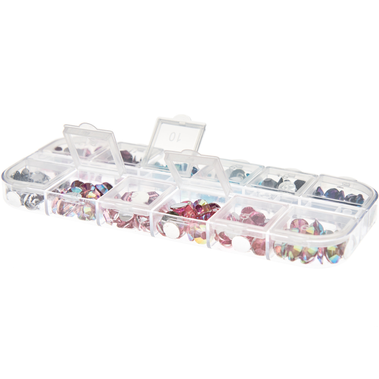 Füllmaterial für Resin Diamanten Beere Mix in einer transparenten Box von Rico Design, ideal zum Basteln.