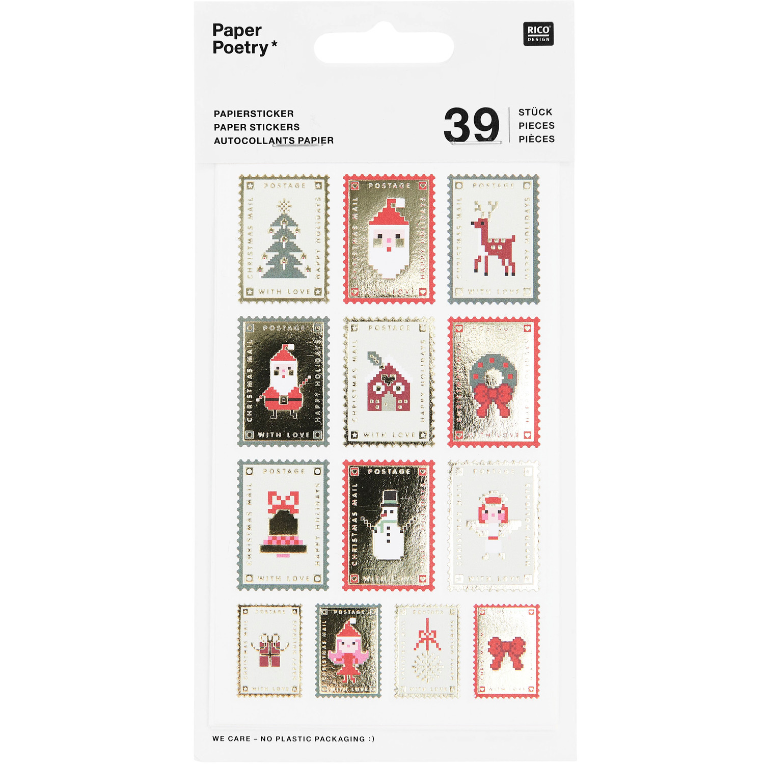 Paper Poetry Papiersticker Weihnachtspost 3 Blatt von Rico Design
