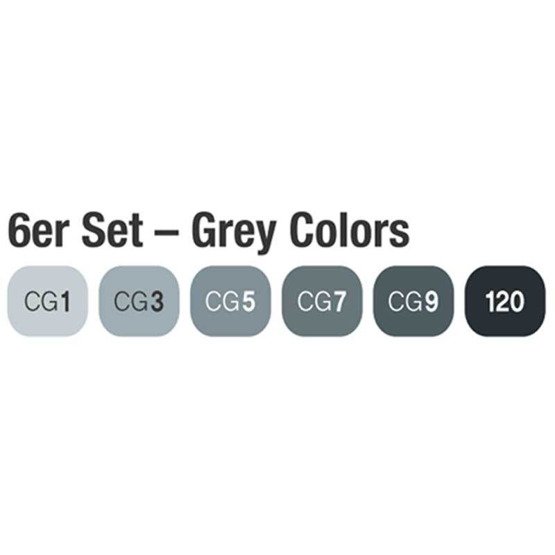 Twin Brush Marker Grey Colors 6-teilig von Art Select 